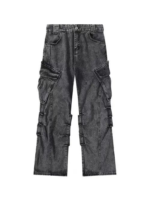 Japanese Brand × Jean Retro washed distressed stacked cargo jeans Size US 32 / EU 48 - 4 Thumbnail