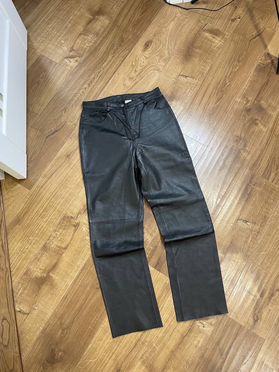 image of Avant Garde x Genuine Leather Vintage 90’S Y2K Style Casual Classic Genuine Leather Pants in Black 