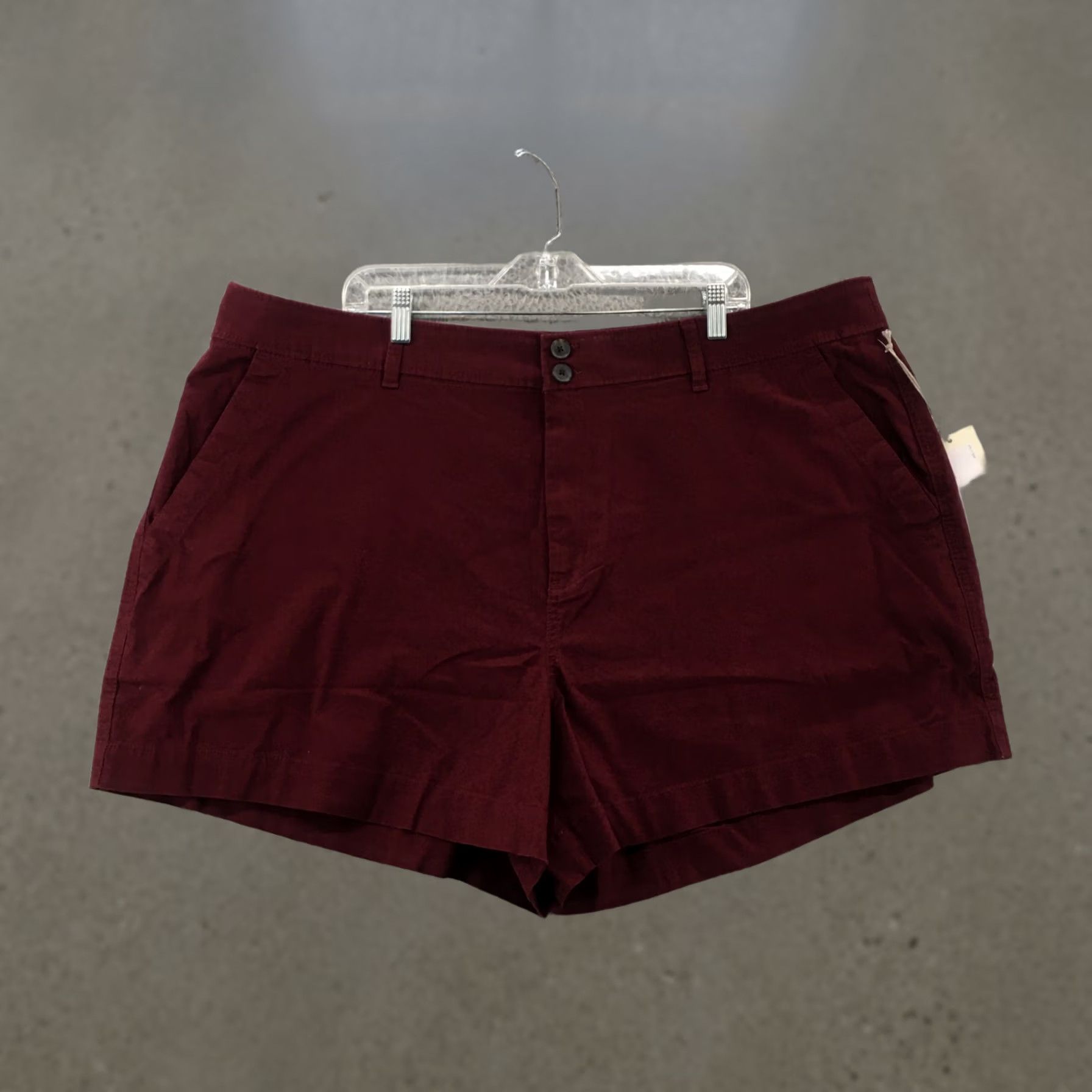 Vintage A New Day Chino Shorts Womens 24 Burgundy Cotton Blend Mid Rise Zip Fly NEW - Red, 5-Pocket, Regular, 4.5 Inseam, Shirtless? Size 42" / US 20 - 1 Thumbnail