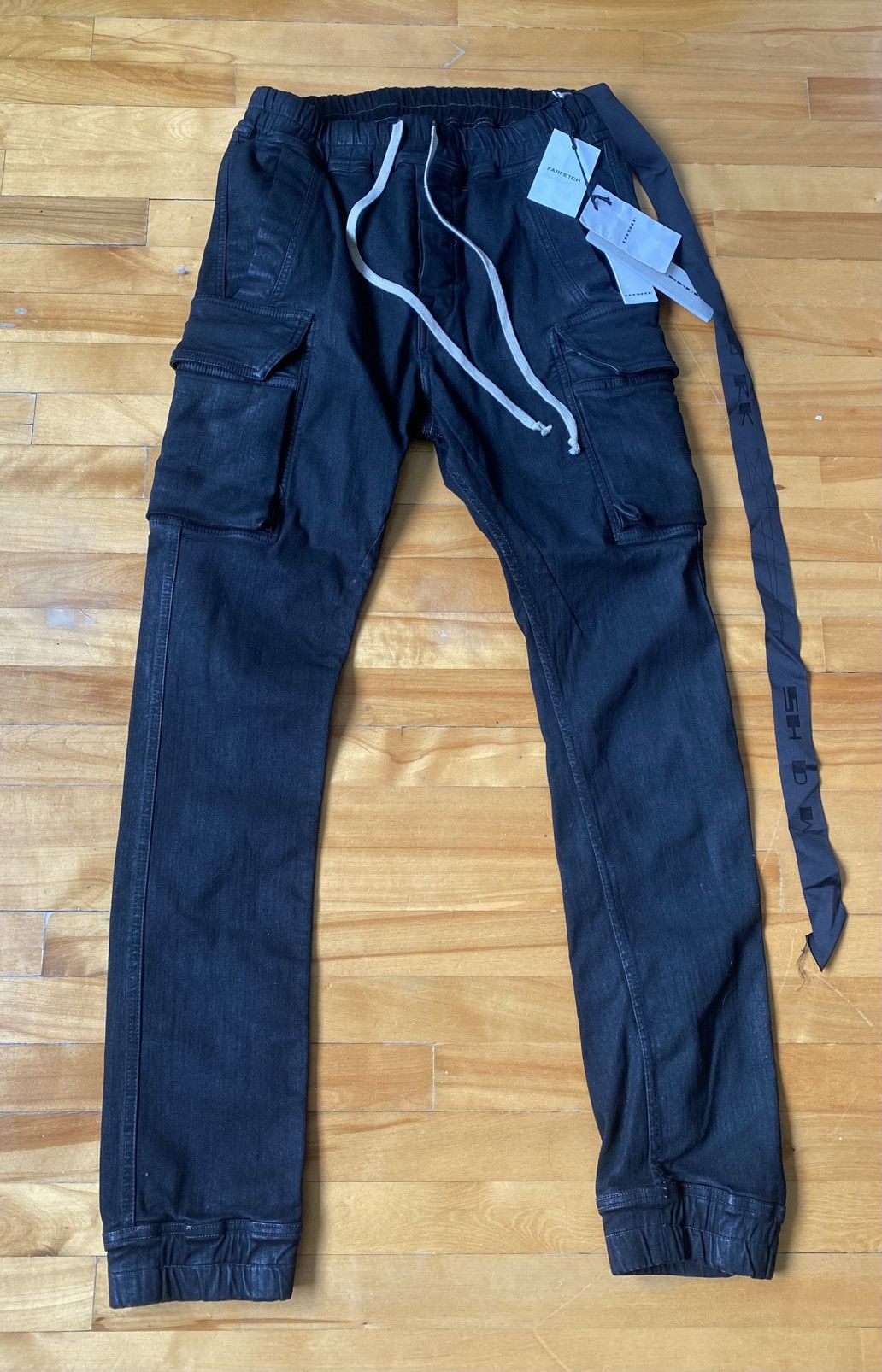 Rick Owens Drkshdw Mastadon Cut Waxed Cargo Joggers Size US 30 / EU 46 - 1 Thumbnail