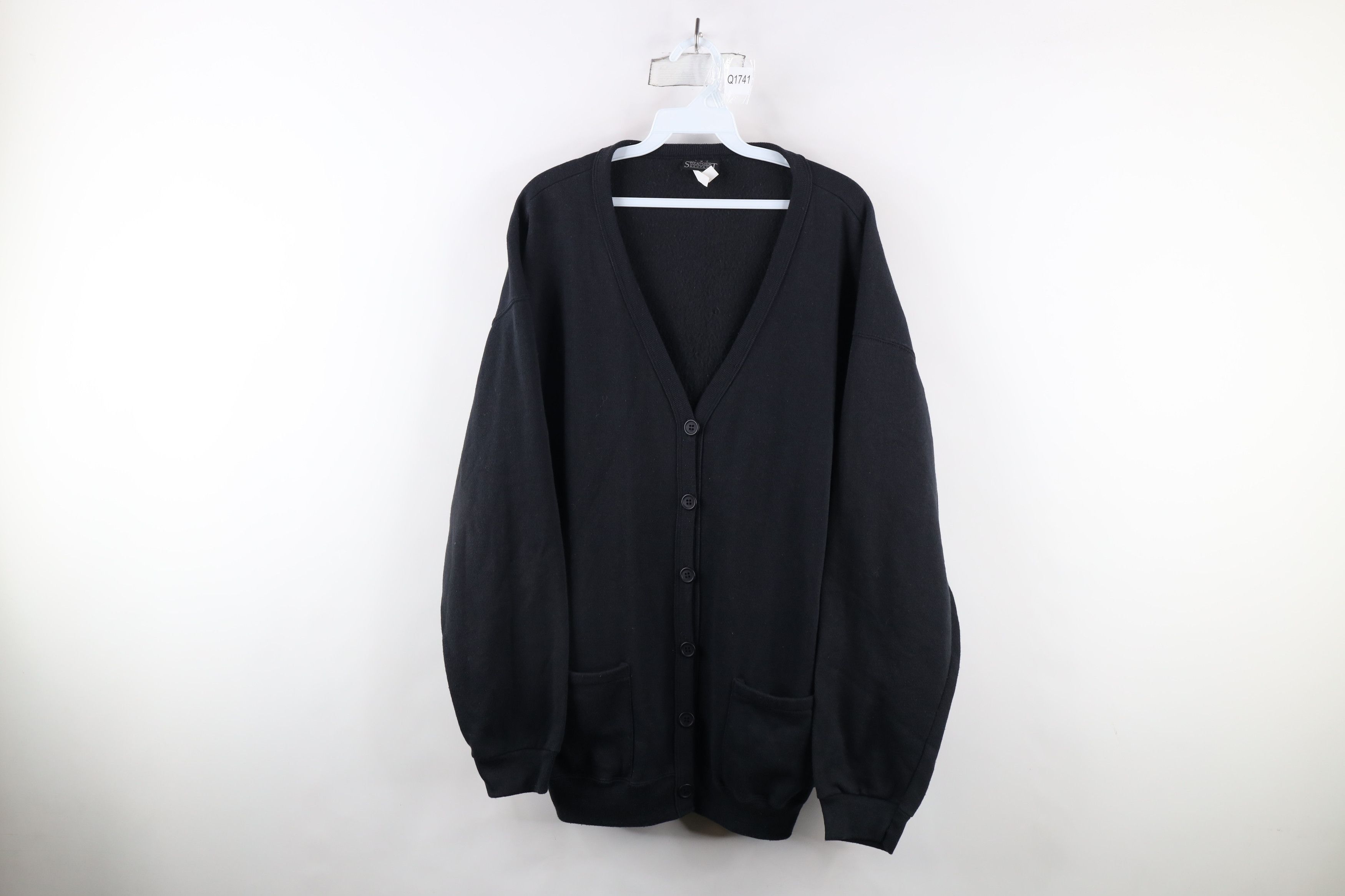 Vintage Vintage 90s Streetwear Button Cardigan Sweatshirt Black USA Size XL / US 12-14 / IT 48-50 - 1 Thumbnail