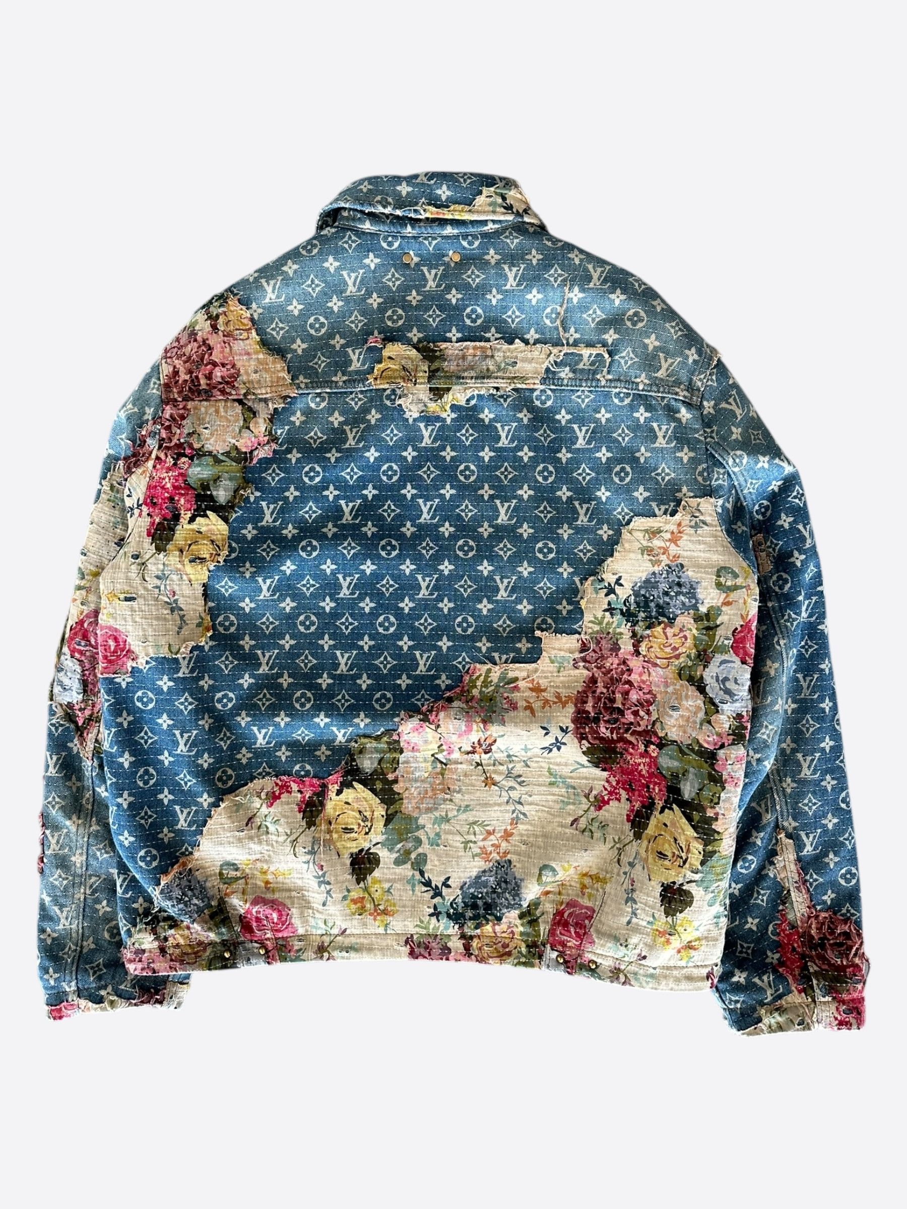 Louis Vuitton Blue Monogram Distressed Floral Workwear Jacket Size US XL / EU 56 / 4 - 2 Thumbnail