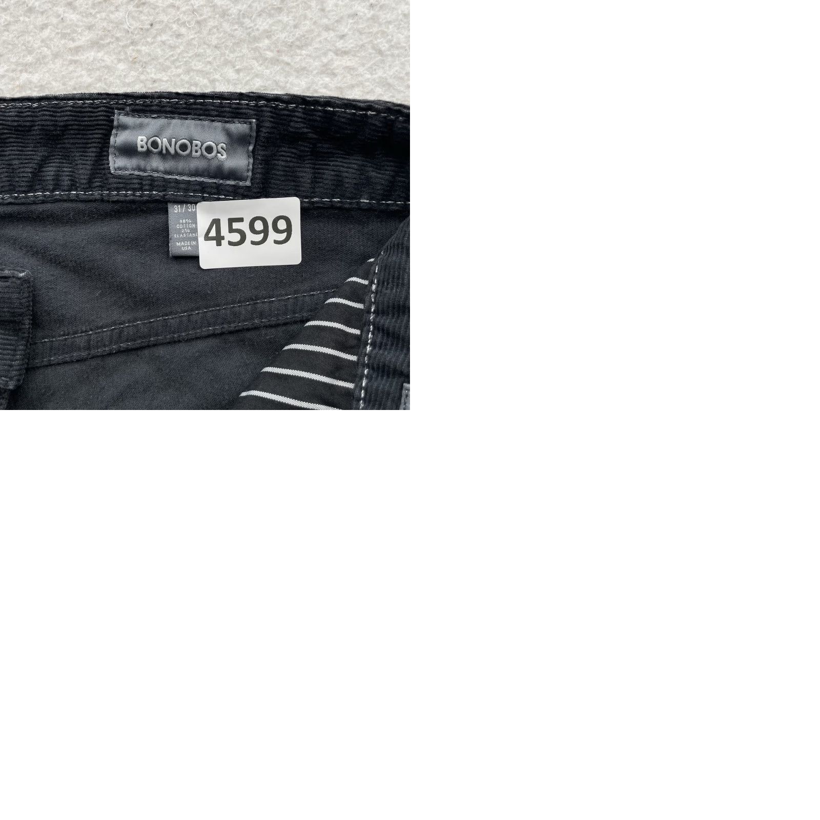 Bonobos Bonobos Black Corduroy Pants Mens 31x30 Slim Fit 5-Pocket Stretch USA Made Cords Size US 31 - 9 Thumbnail