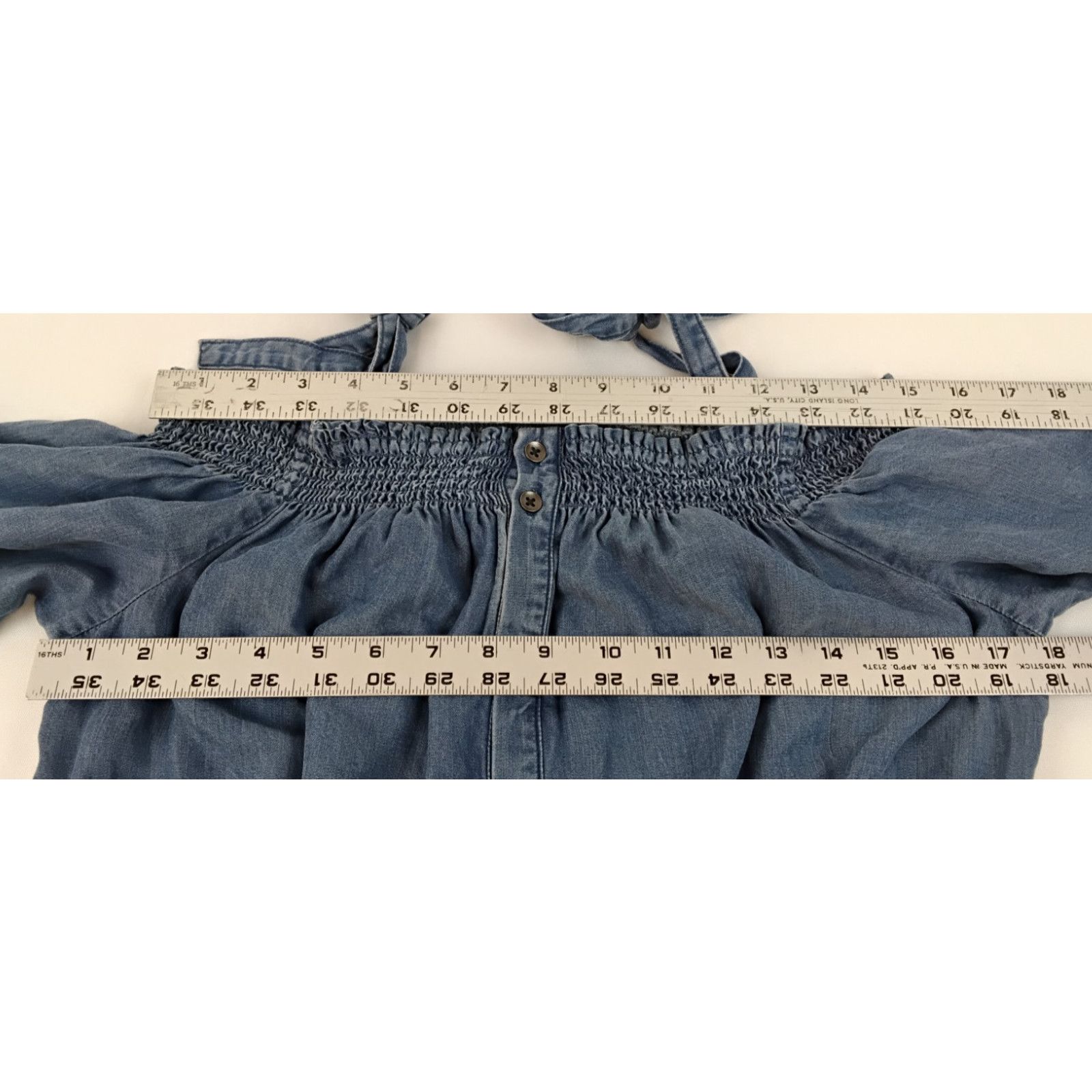 7 For All Mankind 7 For All Mankind Jumpsuit Women L Blue Smocked Lyocell New Size 34" / US 12 / IT 48 - 13 Thumbnail