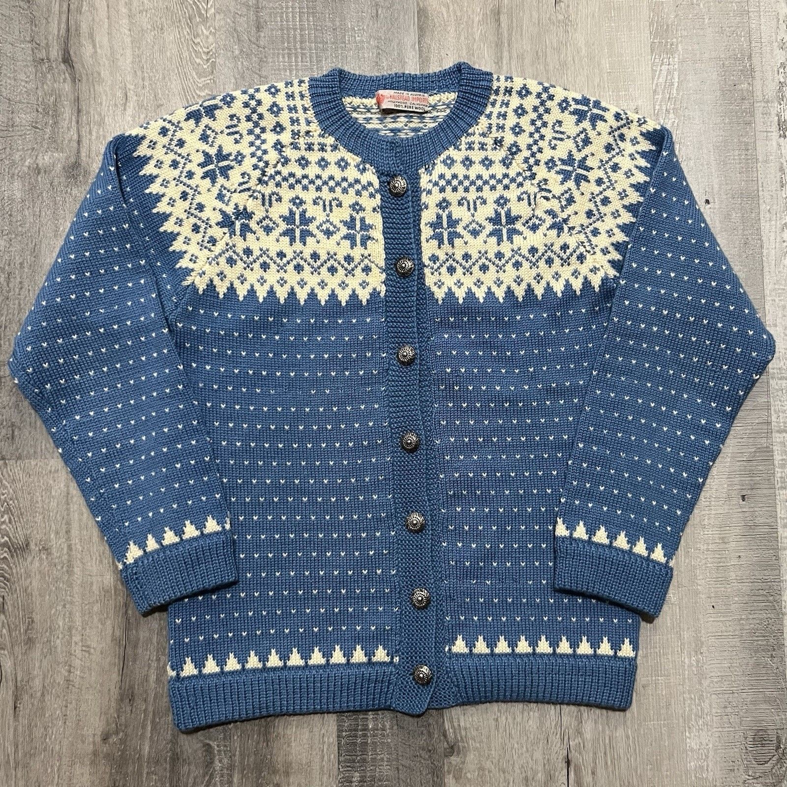 Other VTG 60s Halstead 100% Wool Blue Ski Sweater Nordic Fair Isle Size US S / EU 44-46 / 1 - 1 Thumbnail