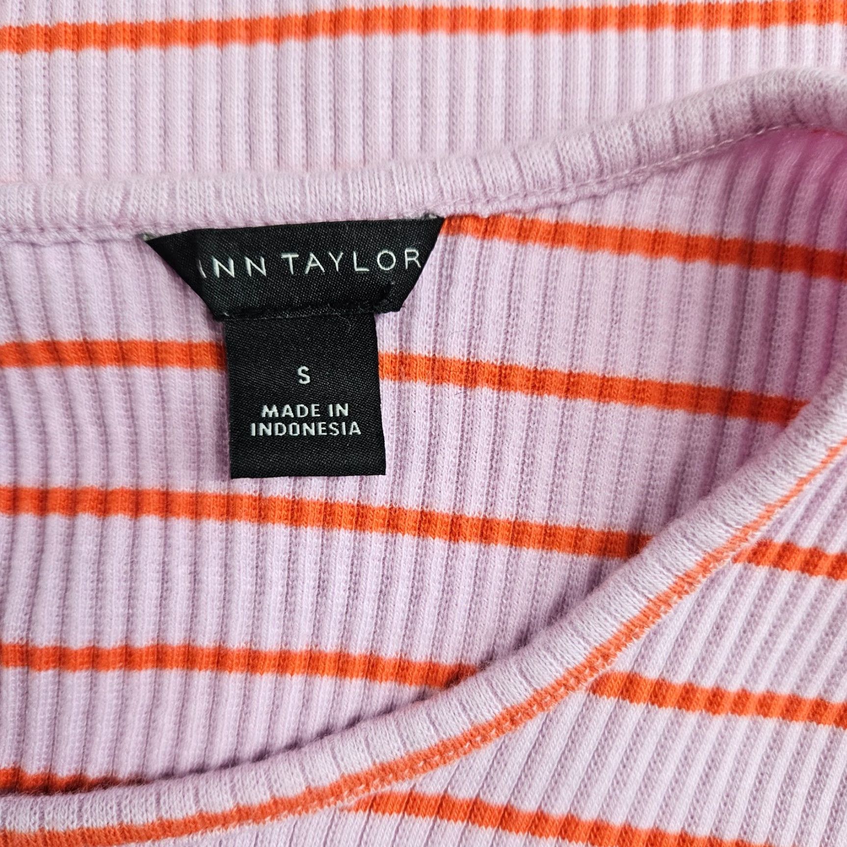 Ann Taylor Ann Taylor Womens Blouse Shirt Small Pink Orange Stripe Cotton Blend Short Sleeve Round Neck Woman Indoor Ladies Shirt Size S / US 4 / IT 40 - 6 Thumbnail