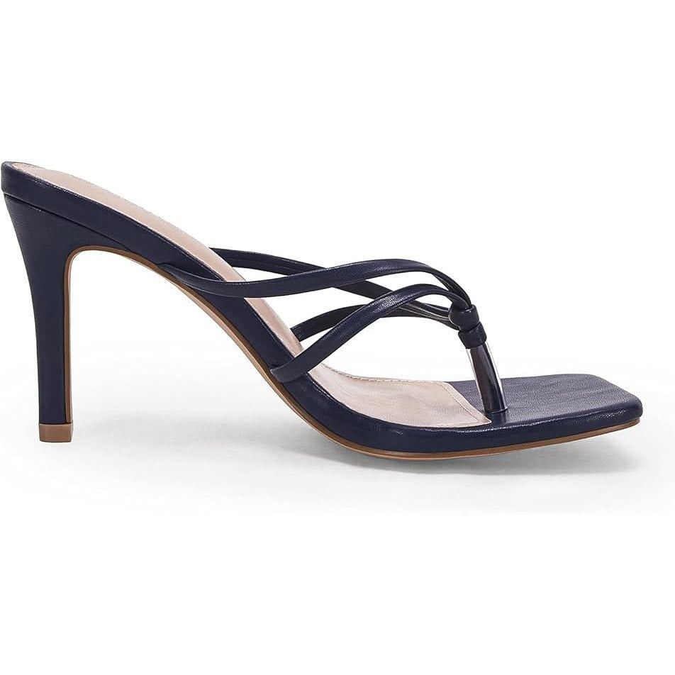 Other Coutgo Women's 8.5 Navy Blue Strappy Slide Sandal Heels Size US 8.5 / IT 38.5 - 2 Thumbnail