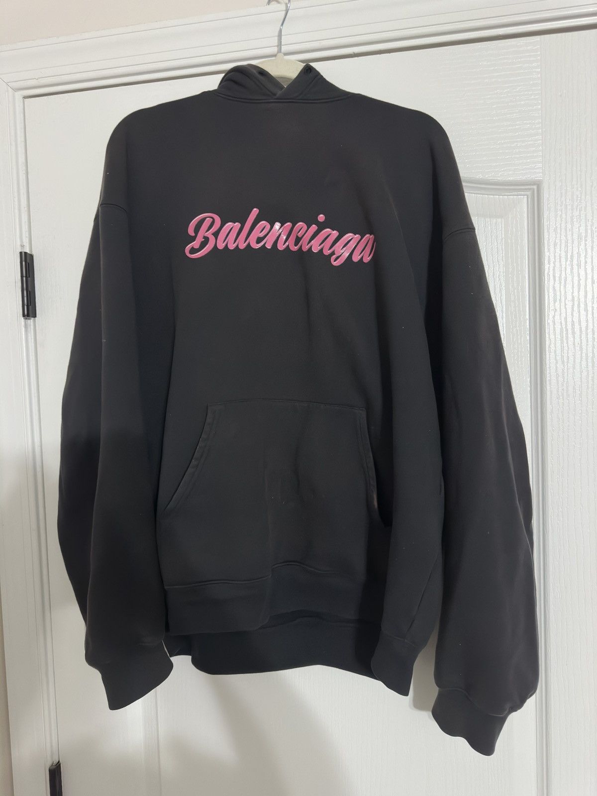image of Balenciaga Cursive Barbie Hoodie in Black, Men's (Size Medium)