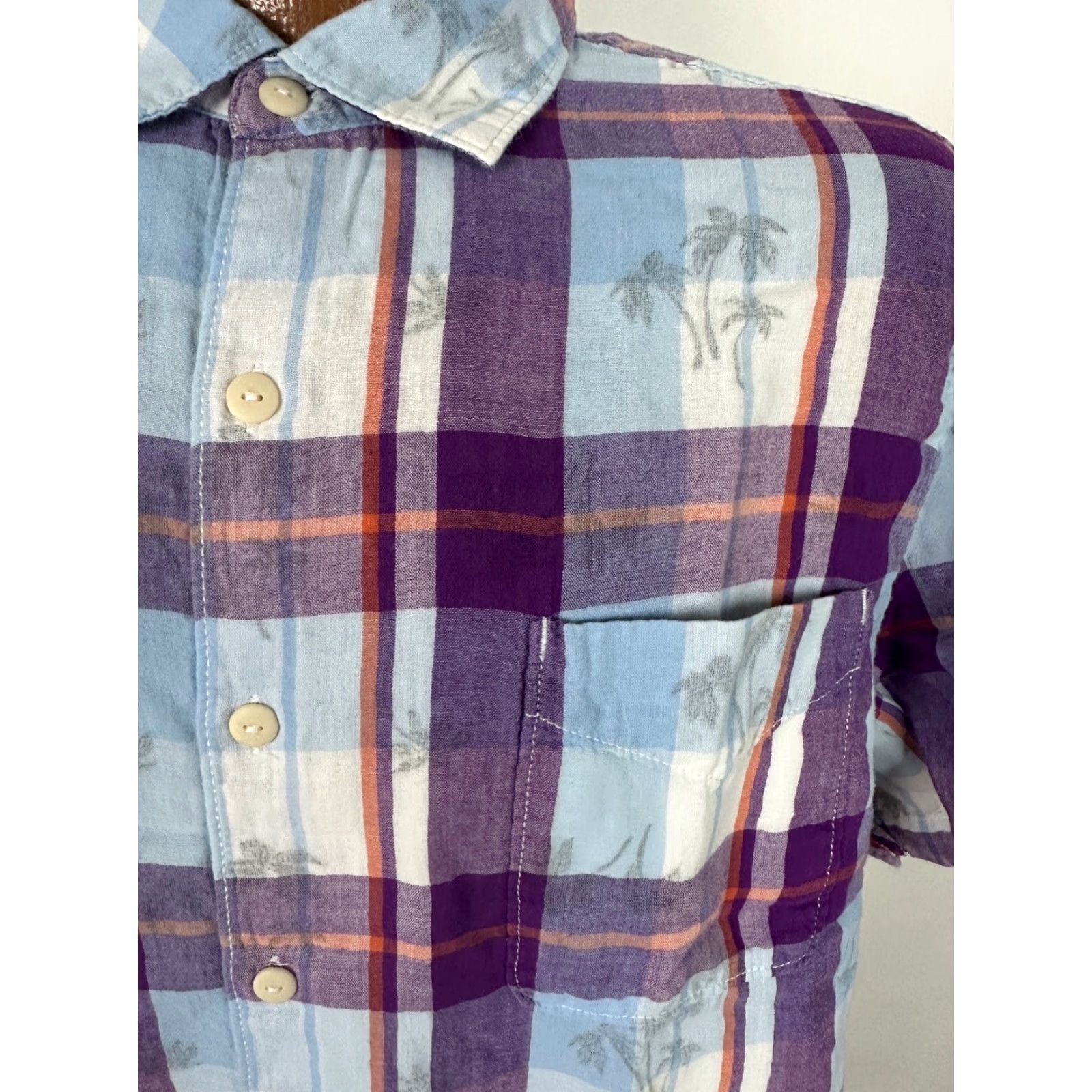 Tommy Bahama VINTAGE Tommy Bahama Shirt Men Large Double-Cloth Hawaiian Beach Palm Trees Plaid Cotton Size US L / EU 52-54 / 3 - 6 Thumbnail