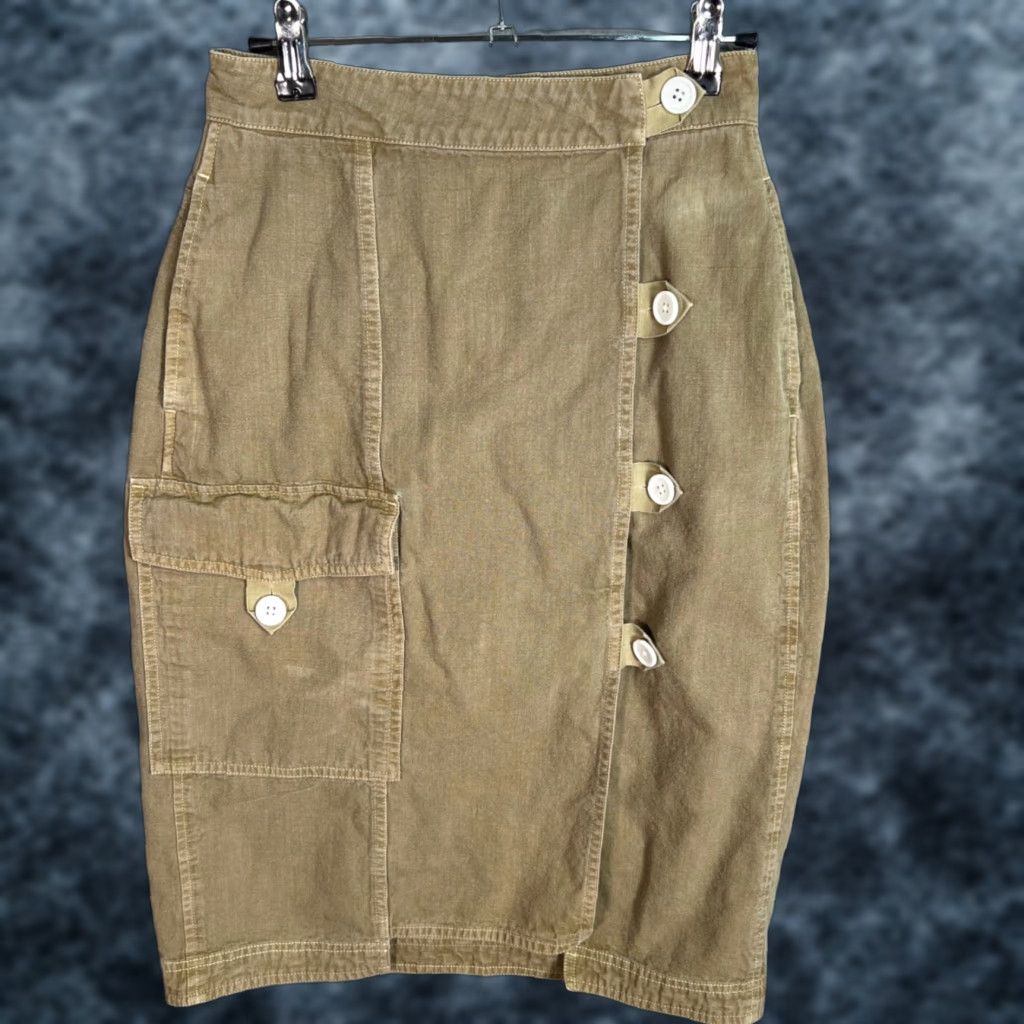 Rag & Bone Rag & Bone Womens Olive Green Button-Front Utility Midi Skirt With Pockets Skirt Women Olive Green Button-Front Midi Skirt With Pockets Size 42" / US 20 - 1 Thumbnail
