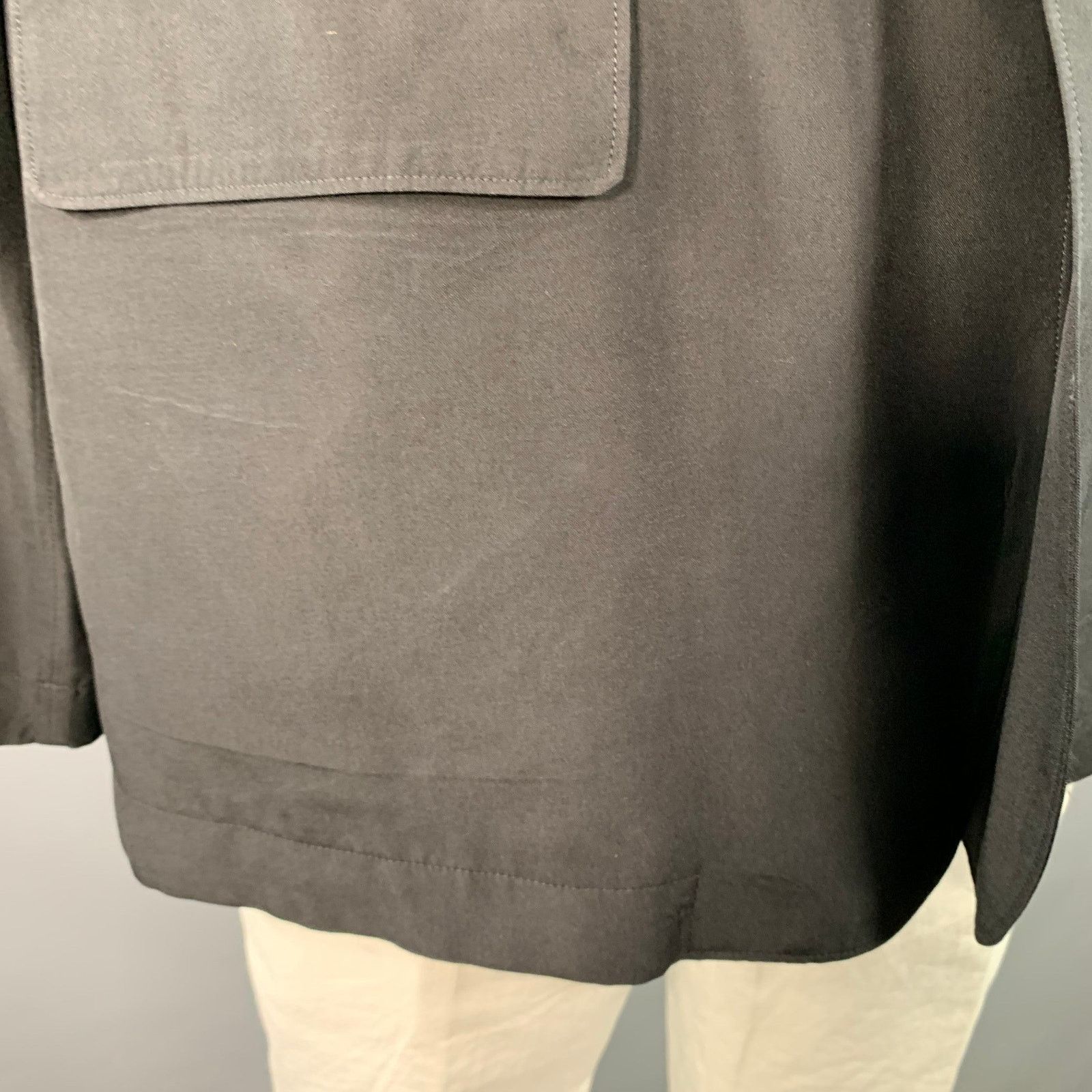 Yohji Yamamoto XL Black Silk Single Breasted Drop Shoulder Sport Coat Size 48R - 5 Thumbnail