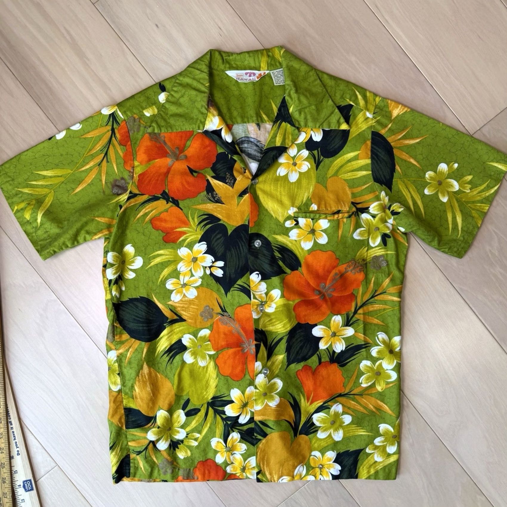 Sears VINTAGE Sears Hawaii Shirt Medium Green 60s Short Sleeve Floral Beach Hawaiian 60s Mens Shirt Size US M / EU 48-50 / 2 - 3 Thumbnail