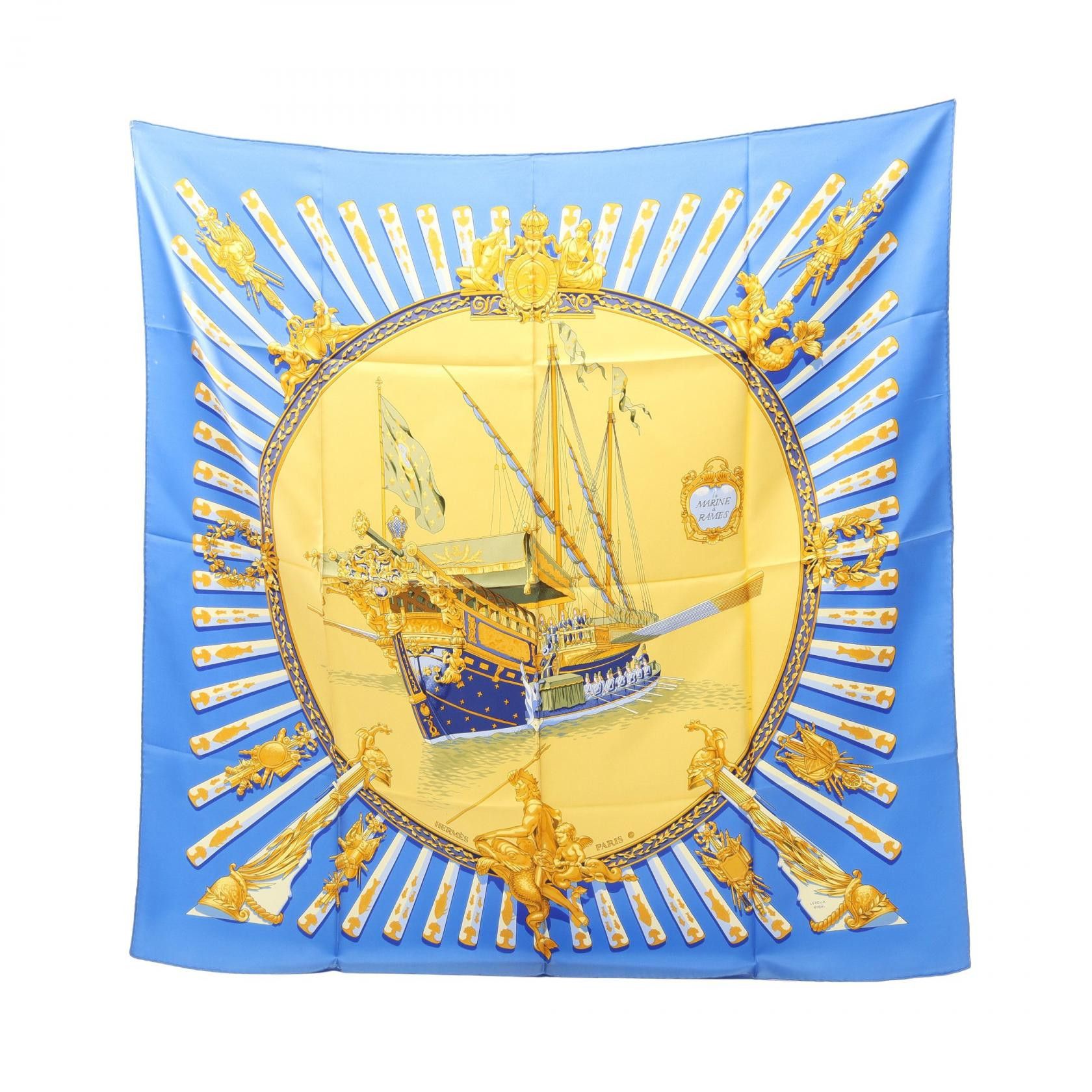 Hermes Hermes Hermes Carre90 La MARINE a RAMES Silk Scarf Textile Scarf DUTY FREE for USA Size ONE SIZE - 1 Thumbnail