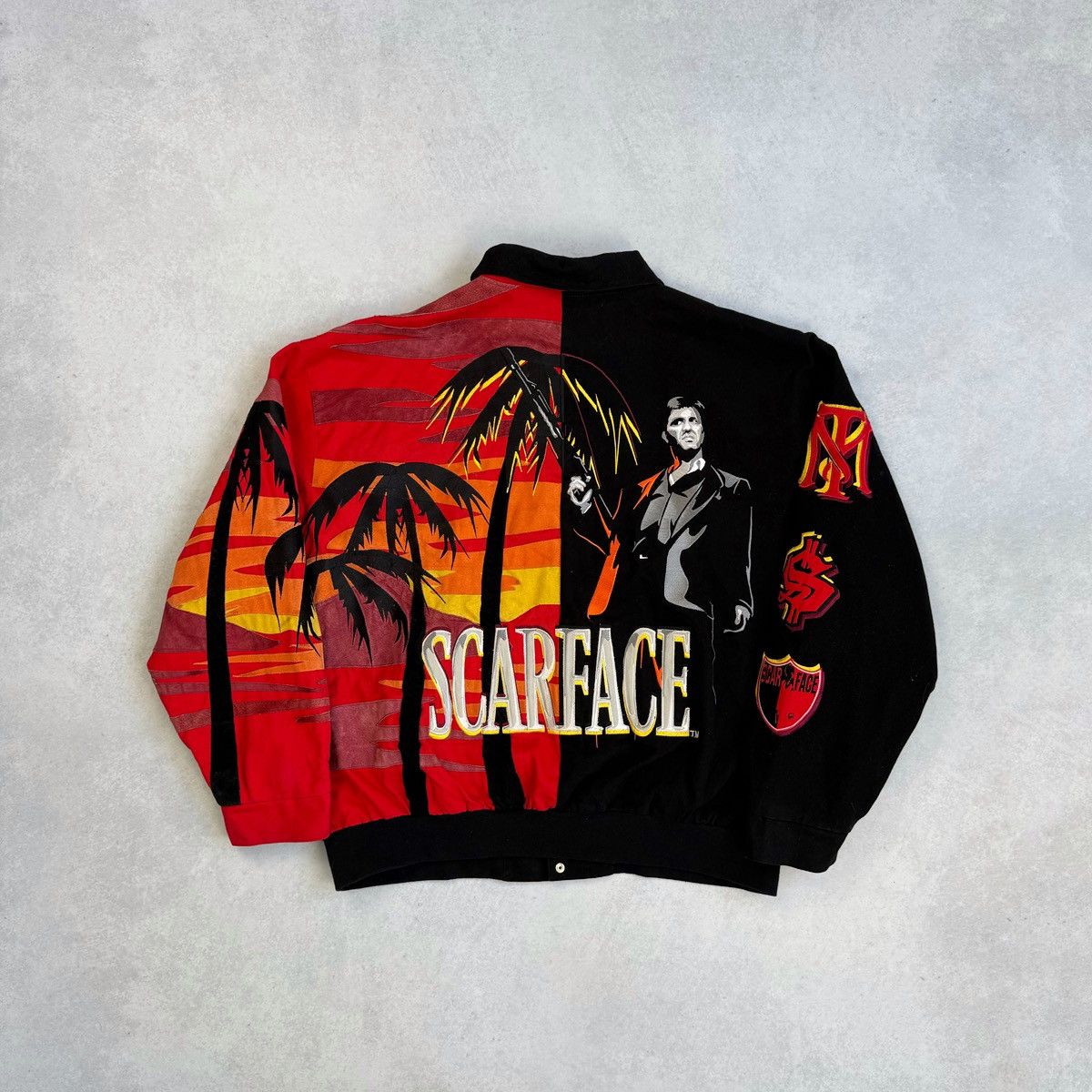 Jeff Hamilton × Vintage VINTAGE 90s SCARFACE x JEFF HAMILTON BOMBER JACKET Sz ~3XL Size US XXL / EU 58 / 5 - 1 Thumbnail