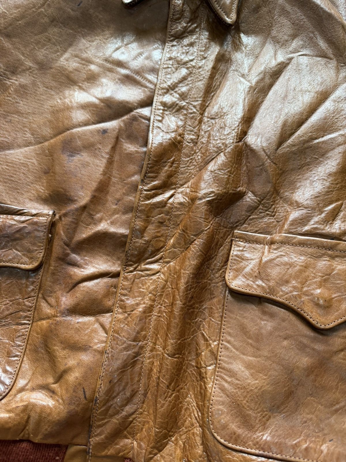 Vintage The Real Mccoy’s A-2 Flight Distressed Jacket in Brown, Men's — image 2 of 6