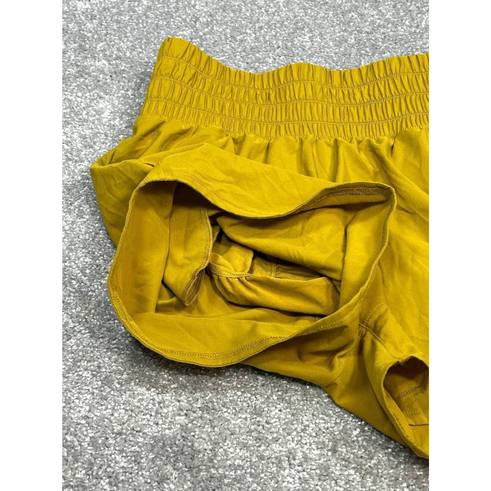 Nike Nike Running Shorts Womens Small Yellow Dri Fit Brief Liner Swoosh Logo Stretch Shirt Size 28" / US 6 / IT 42 - 3 Thumbnail