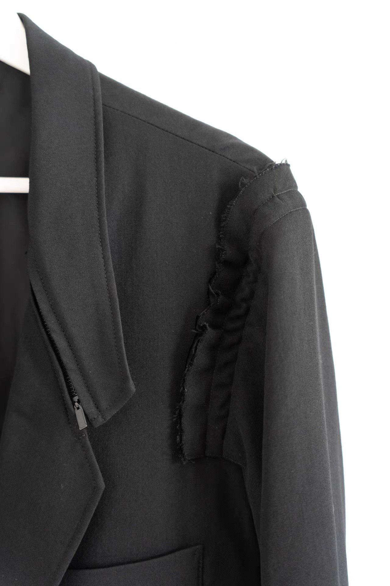 Yohji Yamamoto Yohji Yamamoto 18aw Lace Sleeve Zip Long Blazer K4 Size US M / EU 48-50 / 2 - 4 Thumbnail