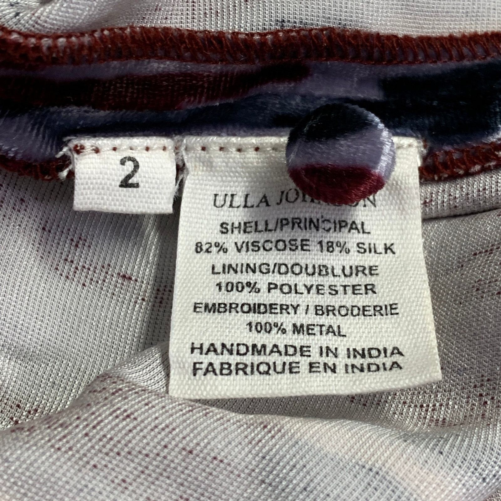 Ulla Johnson ULLA JOHNSON Velour Abstract Floral Beaded Blouse Size XS / US 0-2 / IT 36-38 - 8 Thumbnail
