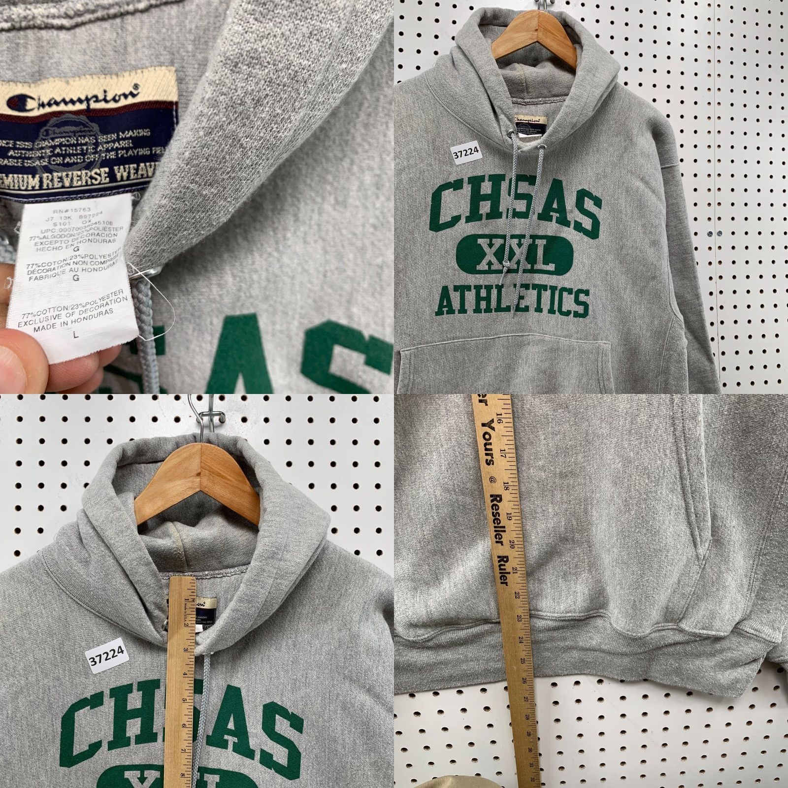 Champion VINTAGE CHSAS Hoodie Sweatshirt Men Large Reverse Weave Agriculture School Logo CHSAS Reverse Weave Champion 24x26 Gray Mens Size US L / EU 52-54 / 3 - 8 Thumbnail