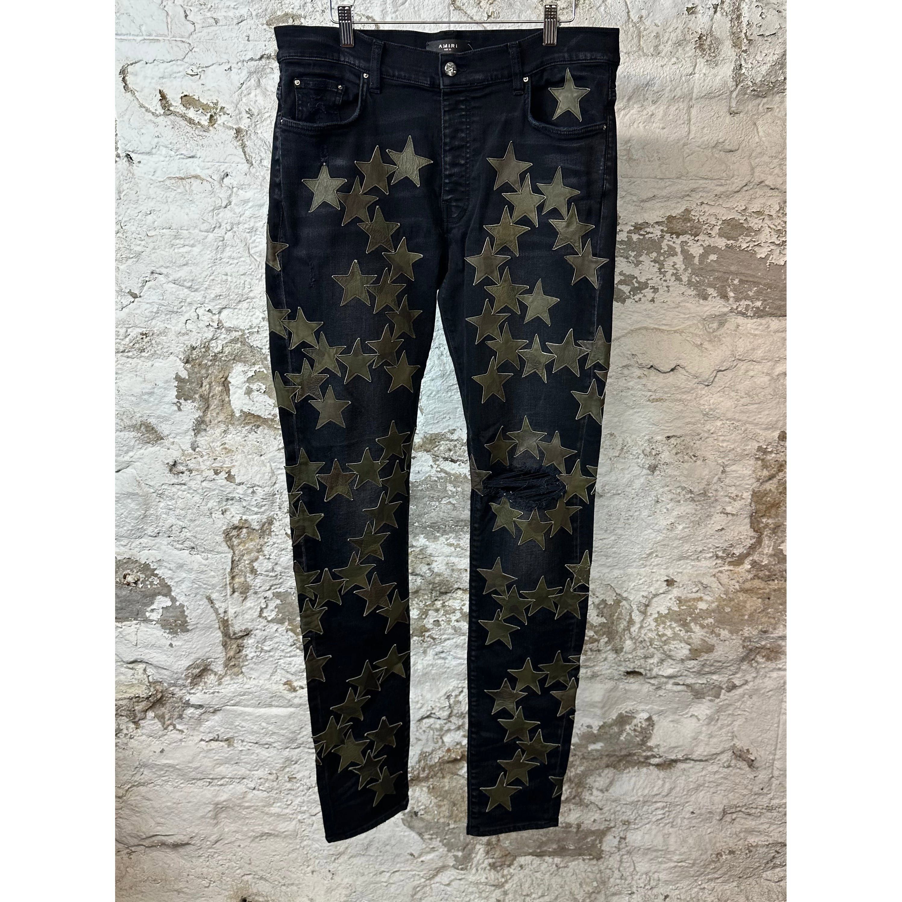 Amiri Amiri Green Camo Star Black Denim Jean Sz 36 Size US 36 / EU 52 - 1 Thumbnail