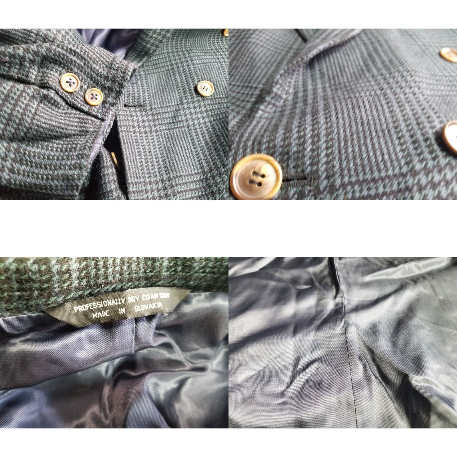 Vintage VINTAGE Paul Rodon Sport Coat Jacket Blue Plaid Wool Silk 48L Double Breasted Peak Lapel Six Button Long See Measurements Mens Size 48R - 9 Thumbnail
