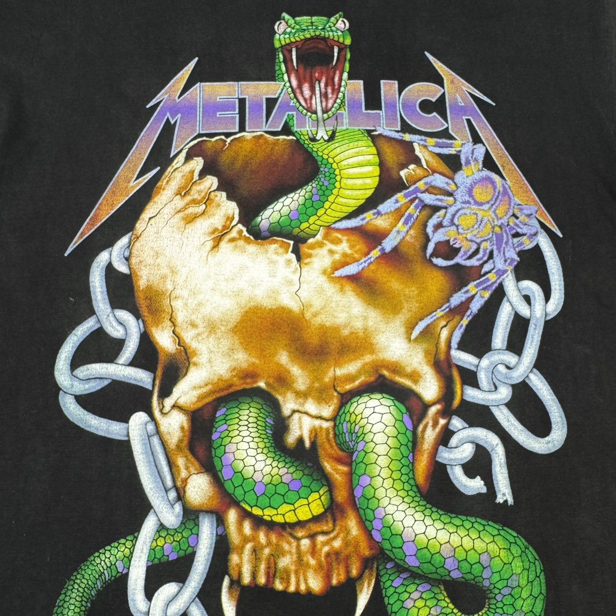 Band Tees Vintage Mid 90s Metallica Snake Outta Skull Euro T Shirt Size US XL / EU 56 / 4 - 5 Thumbnail
