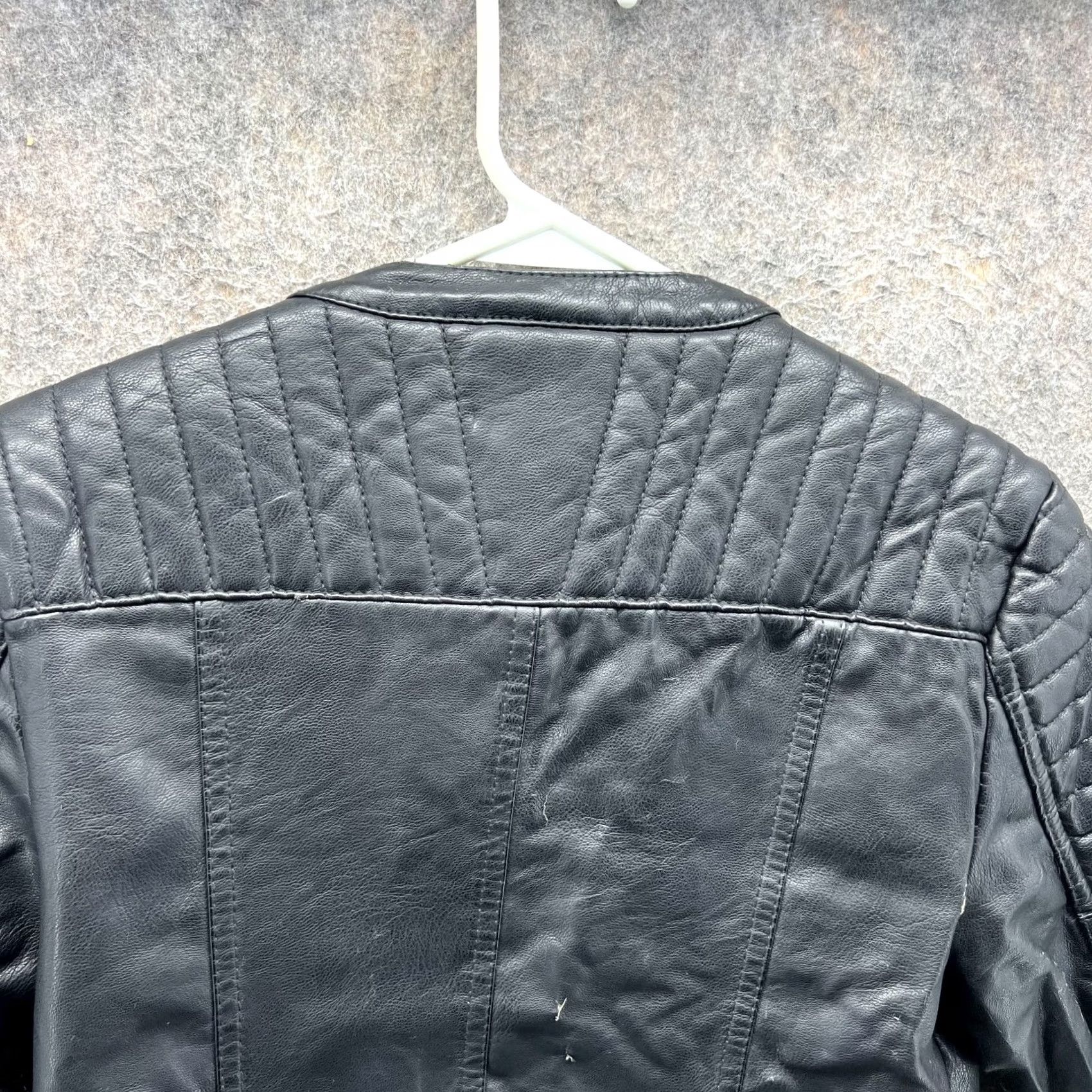 Vintage Olivia Miller Leather Jacket Womens Small Black Faux Moto Biker Zip Shirt Womens Black Biker Rigid? Size S / US 4 / IT 40 - 6 Thumbnail