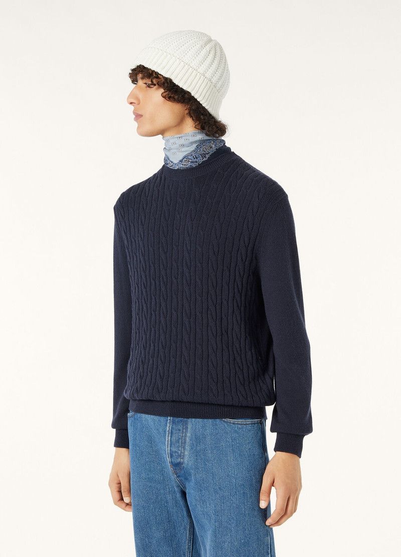 Loro Piana o1w1db10226 FAO9788 Lenno Crewneck Sweater in Blue Size US XL / EU 56 / 4 - 4 Thumbnail