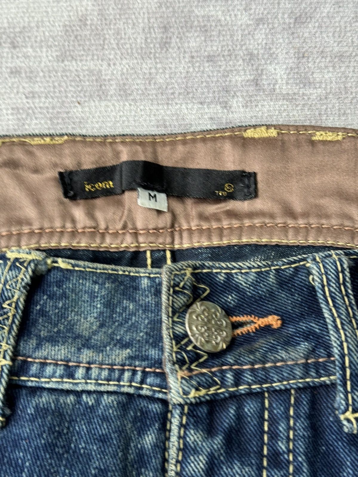Japanese Brand Vintage Icom Super Flared Distressed Denim / GOA Ikam Style Size US 32 / EU 48 - 7 Thumbnail