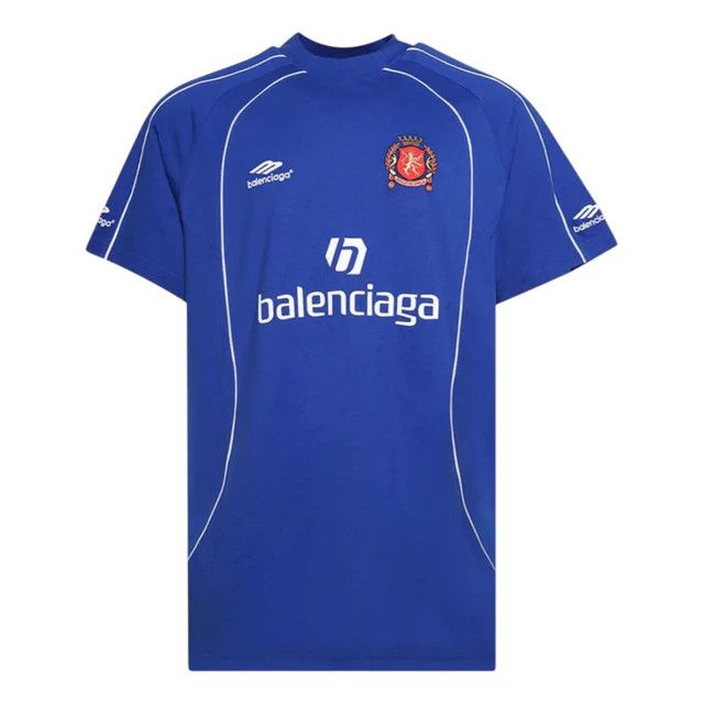 Balenciaga o1bcso1str0326 Soccer Oversized T-Shirt in Blue Size US M / EU 48-50 / 2 - 1 Thumbnail
