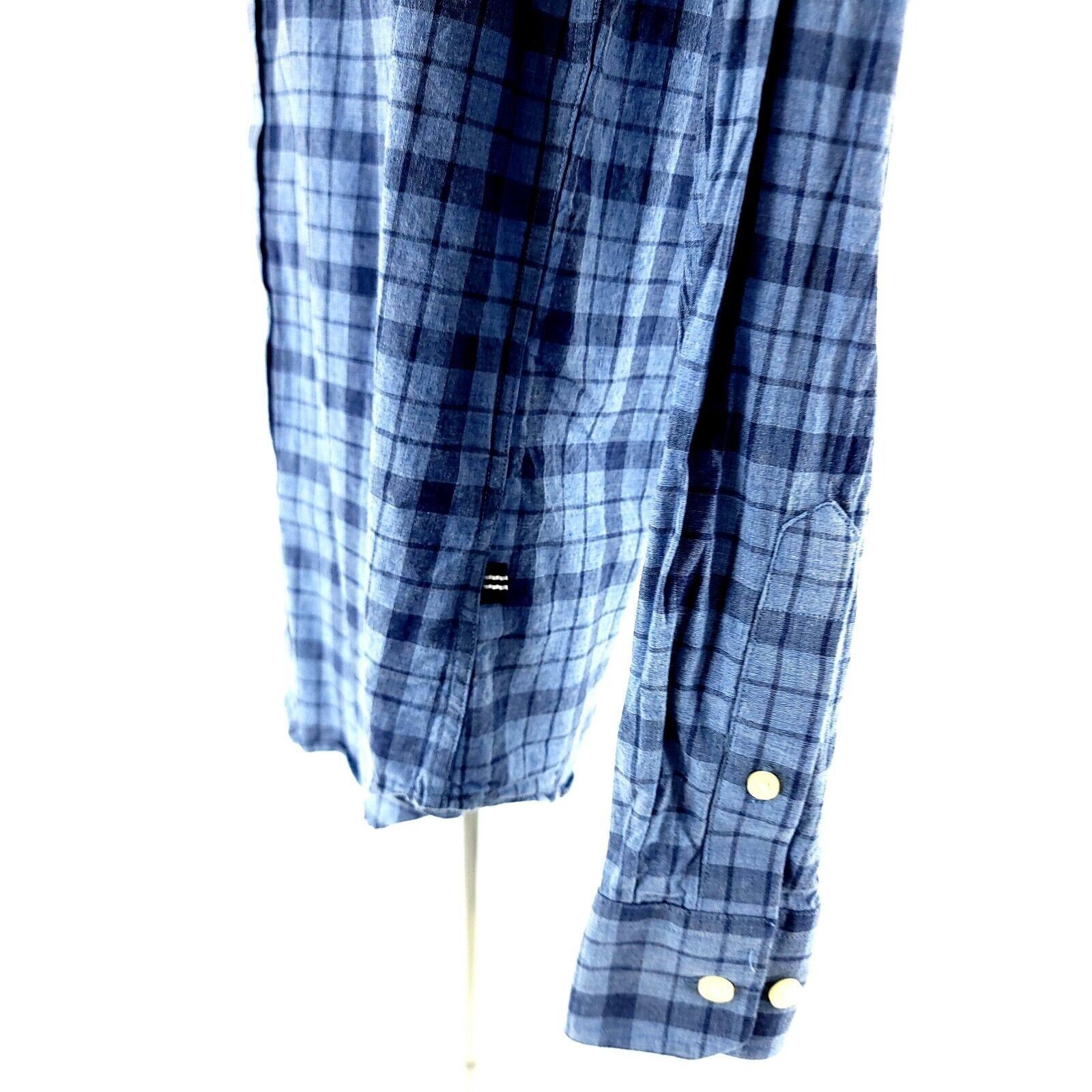 Nautica Nautica Classic Fit Medium Blue Plaid Pocket Front Cotton Bu Size US M / EU 48-50 / 2 - 5 Thumbnail