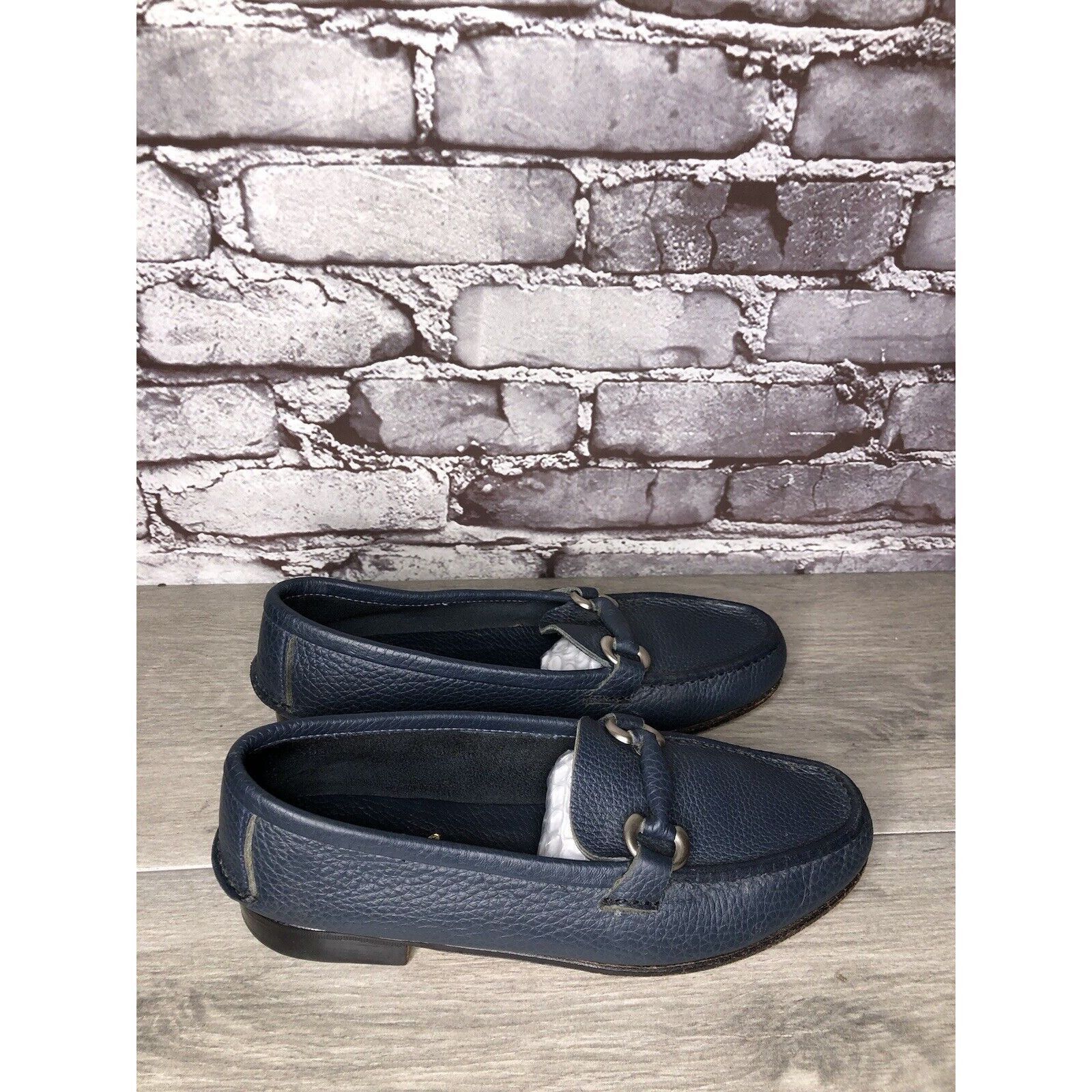 Guidi Guido Navy Blue Leather Slip On Horsebit Loafers Flats Shoes Size US 9 / IT 39 - 3 Thumbnail