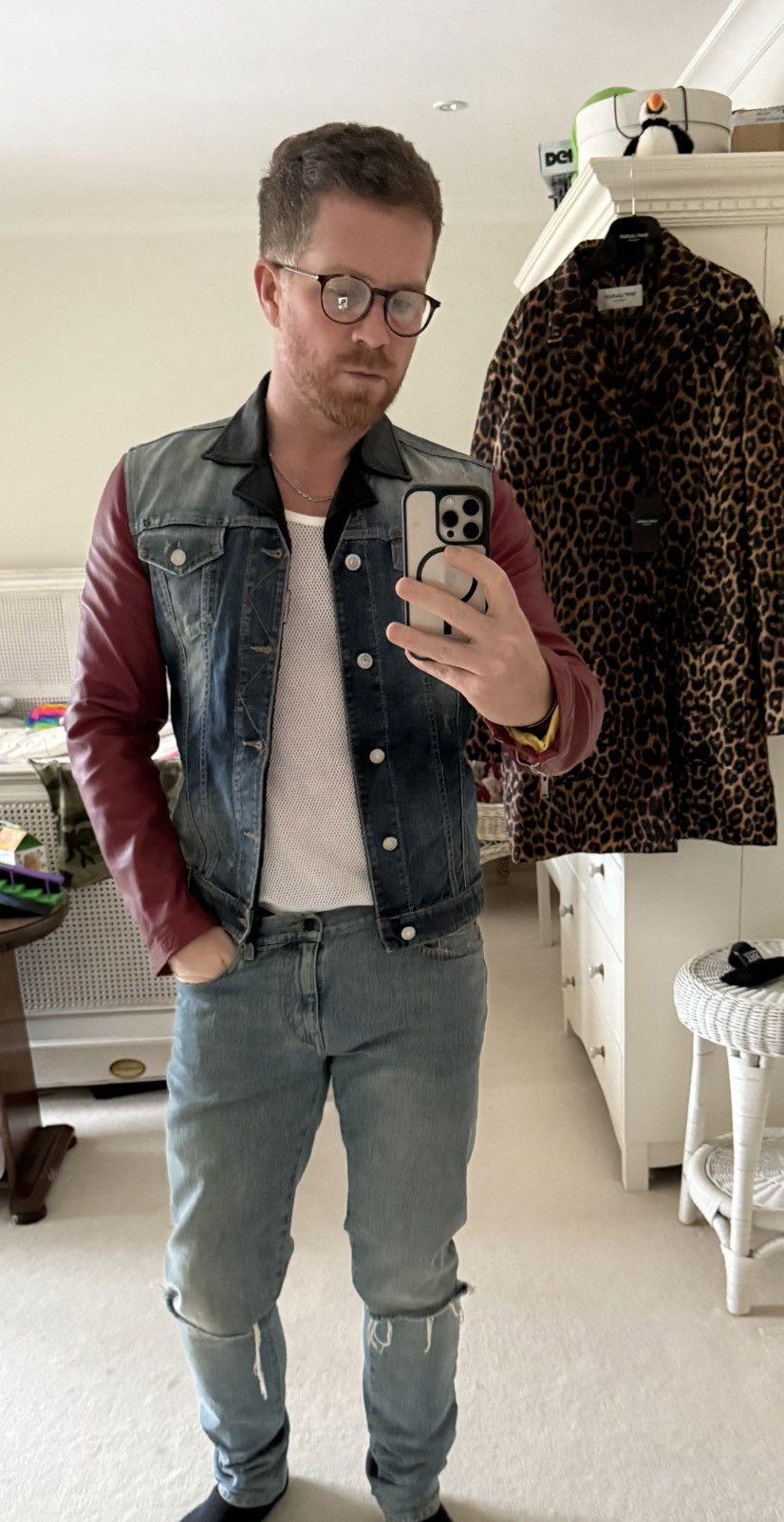 Dsquared2 SS14 Dsquared2 leather sleeve denim jacket collar 50 Grail Size US M / EU 48-50 / 2 - 3 Thumbnail