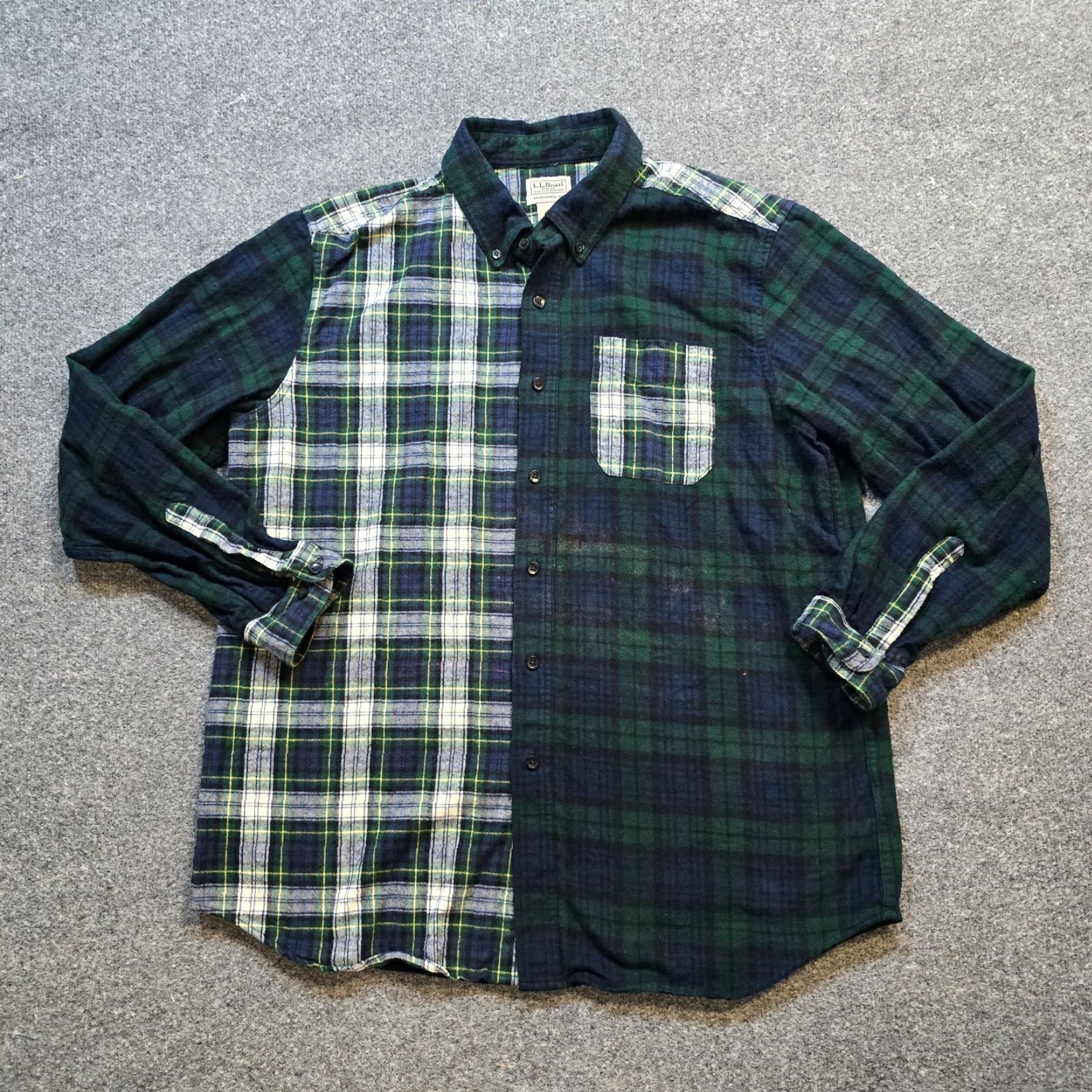 Vintage LL Bean Shirt Men Large Green Black Watch Plaid Patchwork Flannel Casual Outdoor Button-Up Long Sleeve Size US L / EU 52-54 / 3 - 2 Thumbnail
