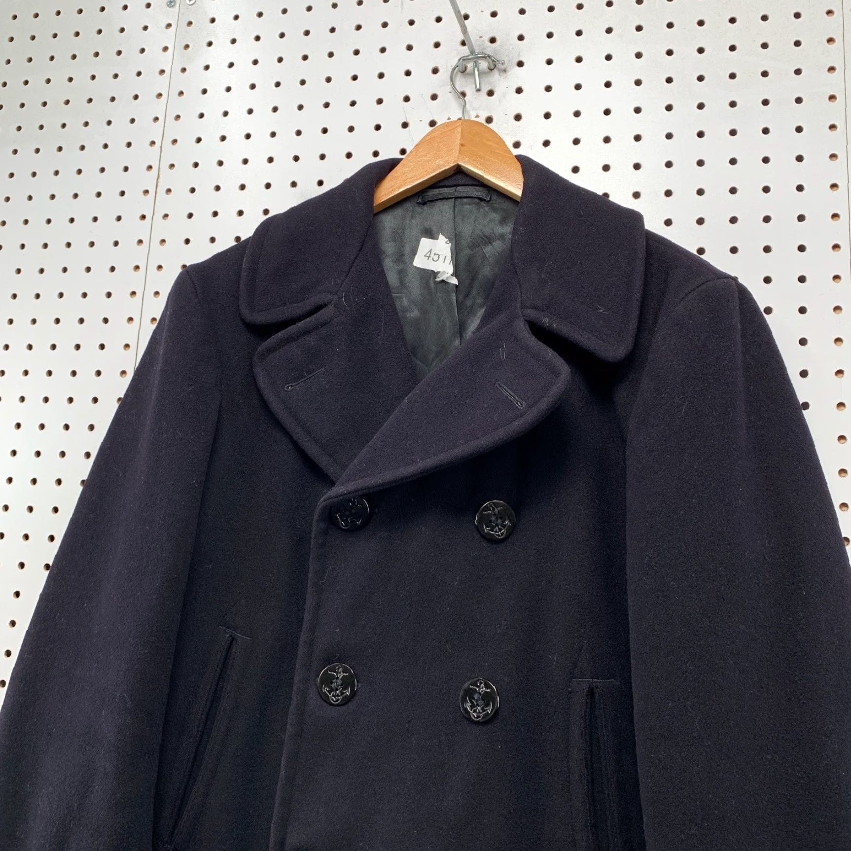 Doublet VINTAGE US Navy Peacoat Mens 36 Black Kersey Double Breasted Military Issued Coat Size US XXS / EU 40 - 4 Thumbnail