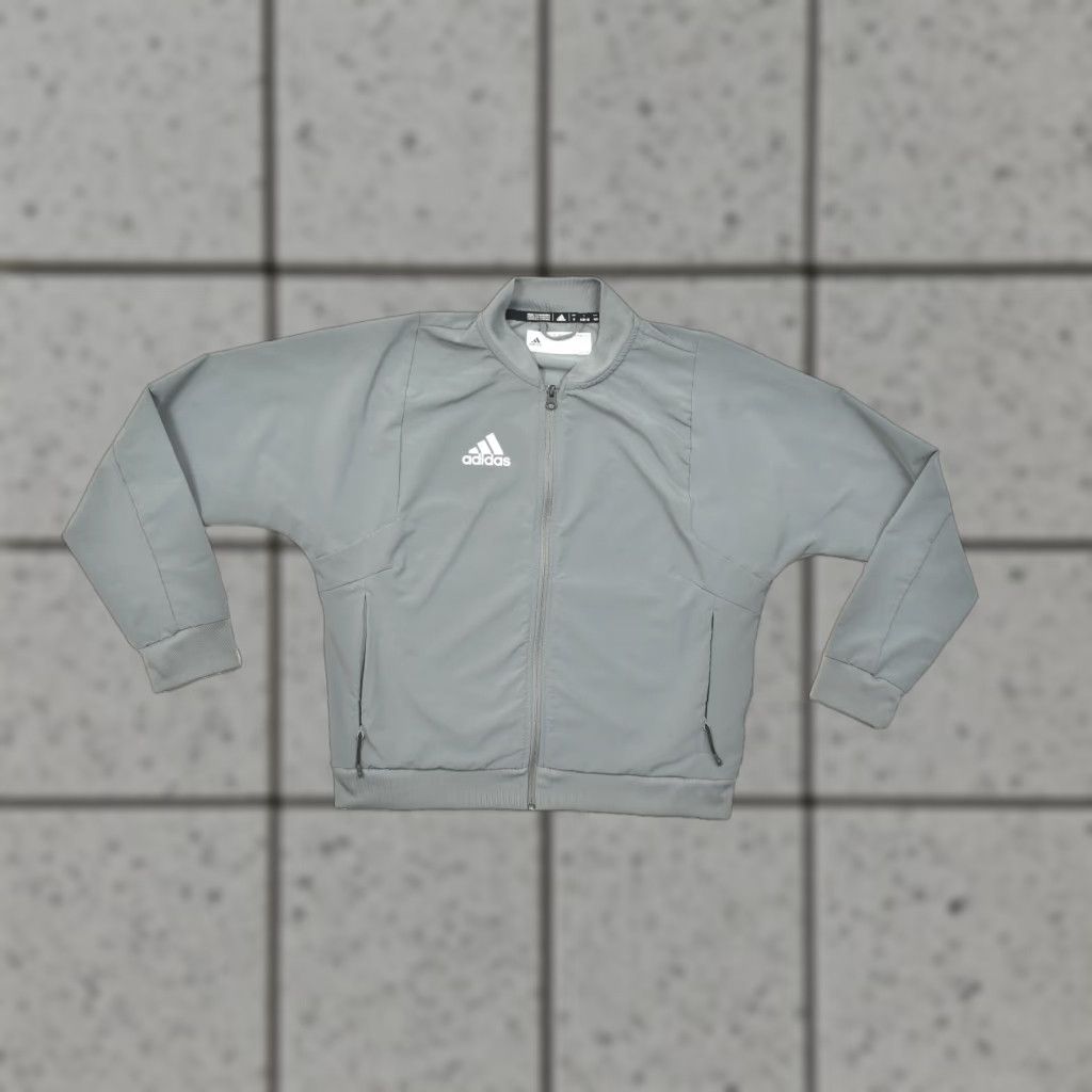 Adidas Adidas Grey Full Zip Track Jacket Womens M Medium Grey Athletic Bomber Style Jacket Size M / US 6-8 / IT 42-44 - 1 Thumbnail