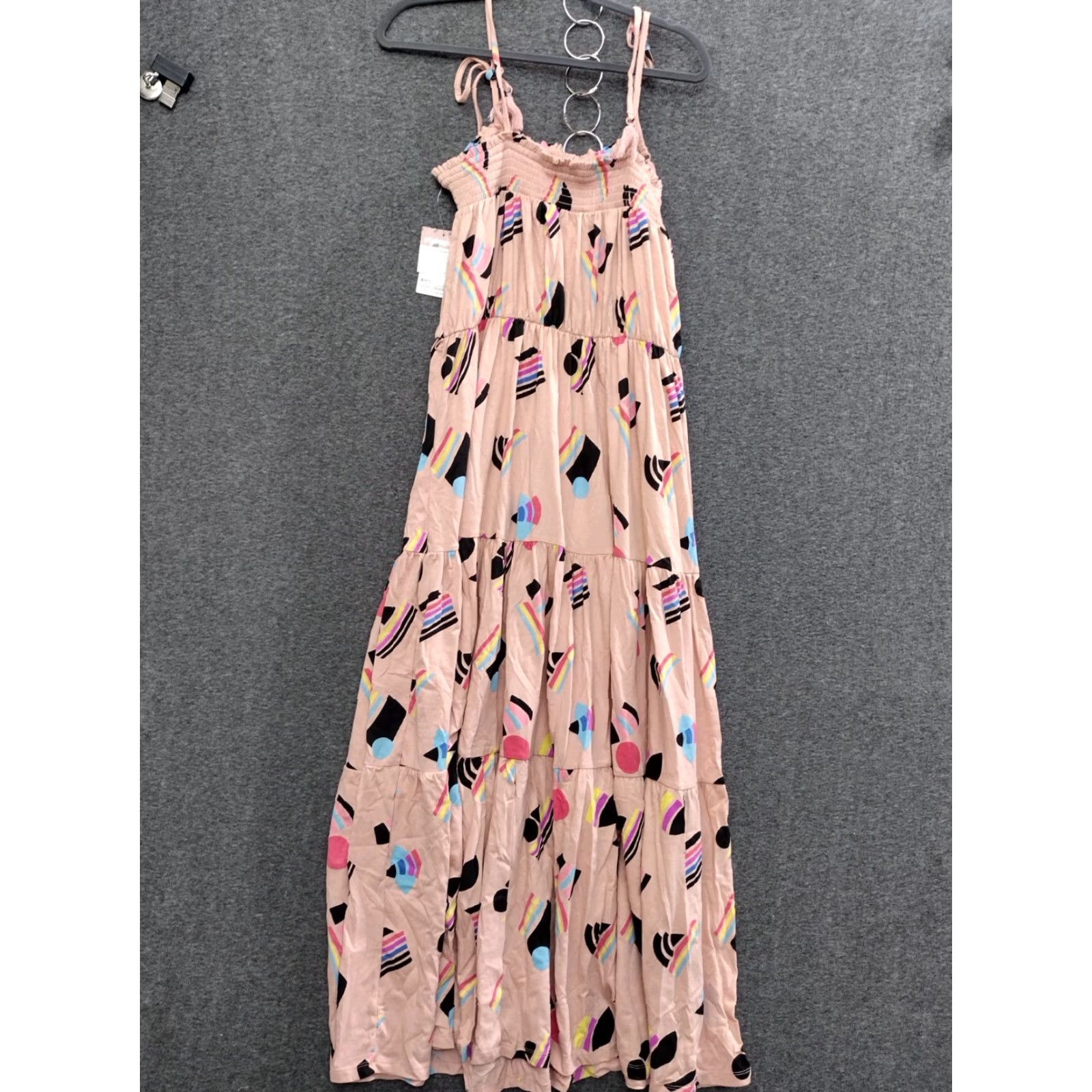 Pinko PINK Dress Adult L Pink Multicolor Sleeveless A-Line Abstract Rainbow Geometric Print Graphic Print Size L / US 10 / IT 46 - 2 Thumbnail