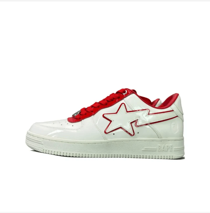 Bape A Bathing Ape Bapesta Low White Red Sneakers Size US 10 / EU 43 - 1 Thumbnail