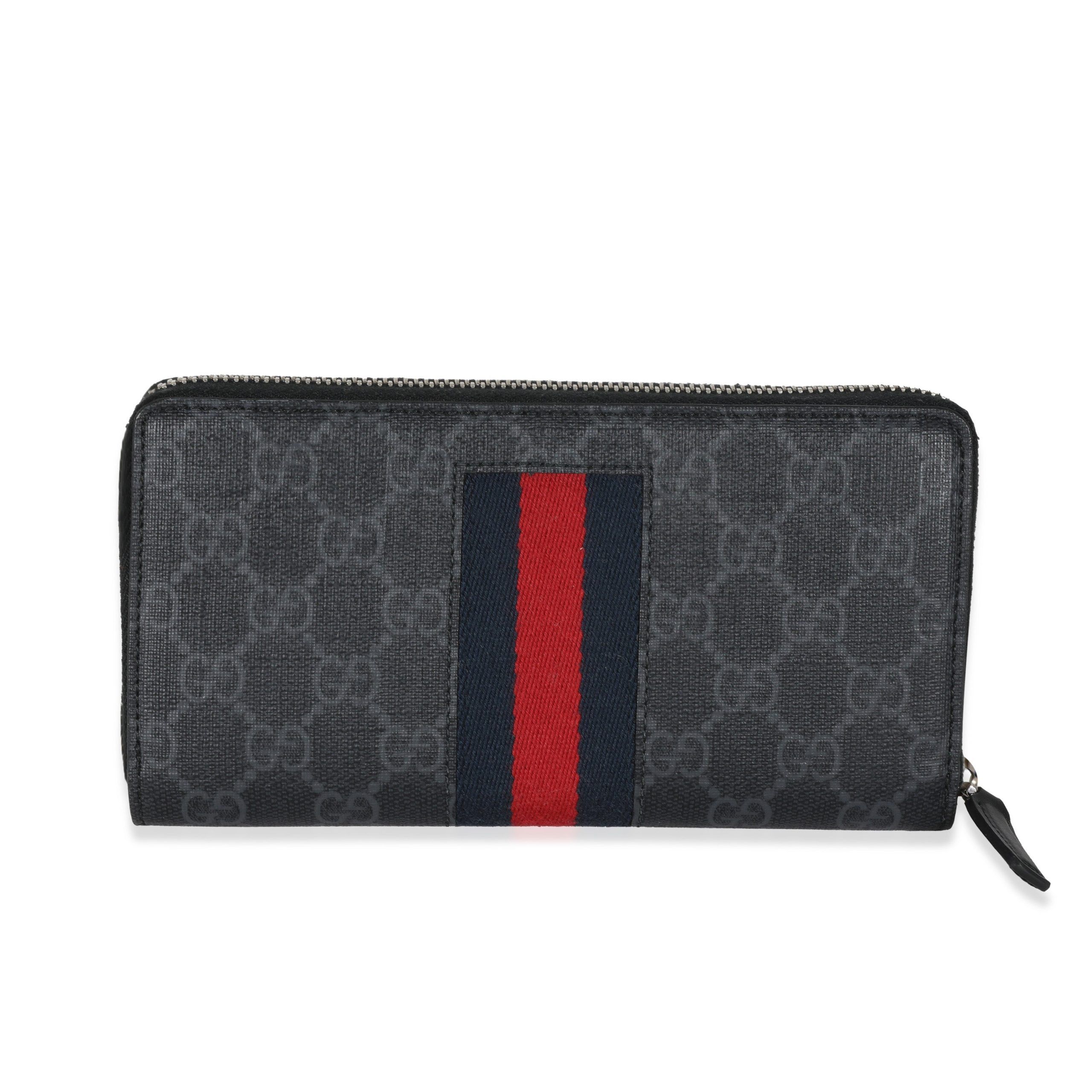 Gucci Gucci Black Canvas GG Supreme Web Zip Around Wallet Size ONE SIZE - 1 Thumbnail