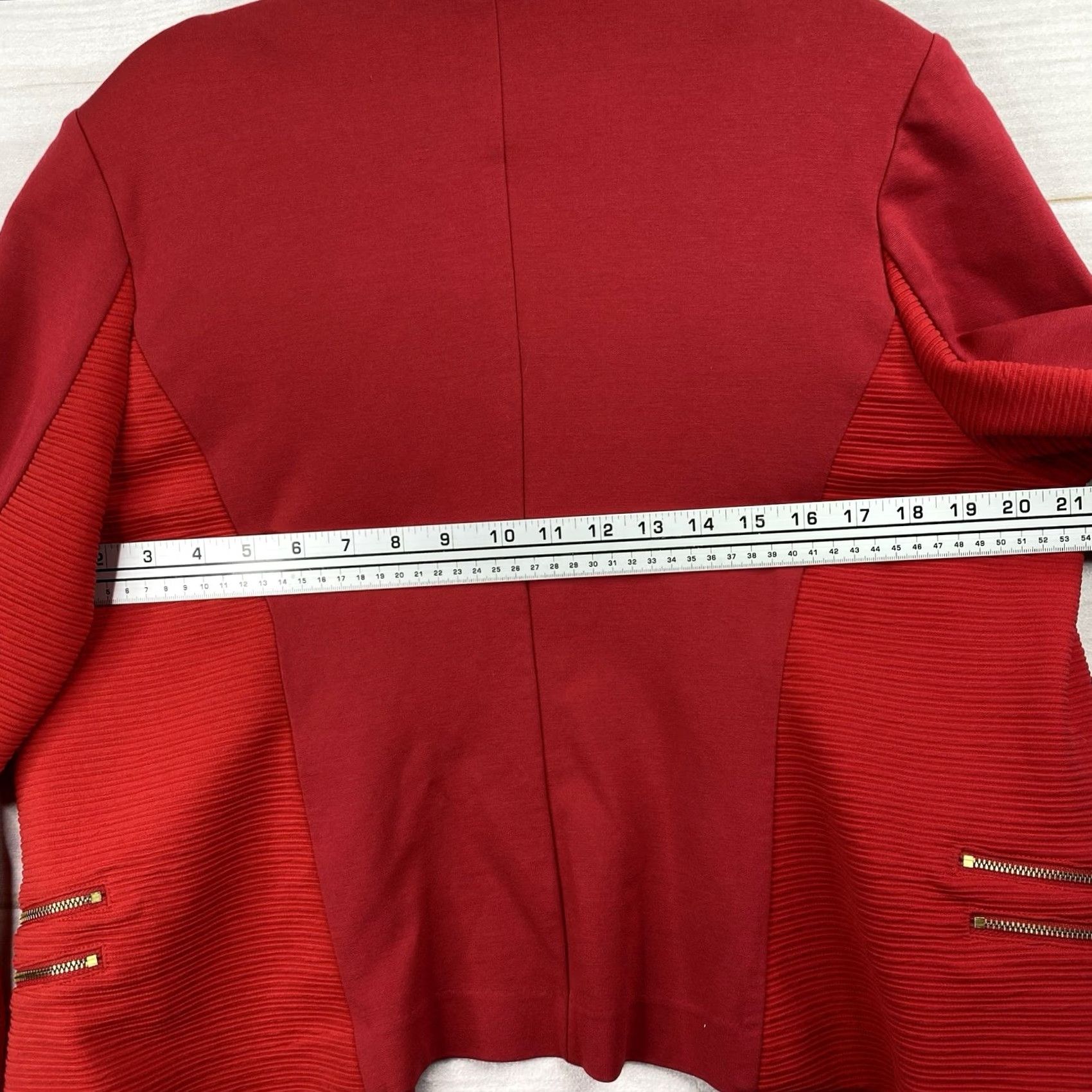 Vintage Chico's Red Zippers Detail Moto Jacket Blazer Office Career Open Front Shirt Womens Size L Size L / US 10 / IT 46 - 5 Thumbnail