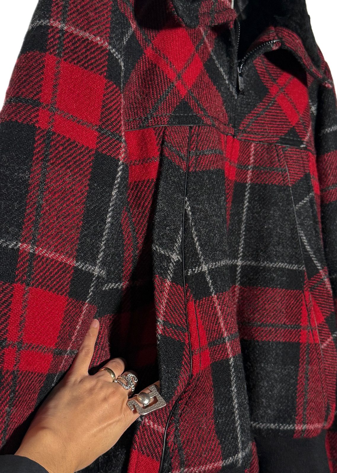Saint Laurent Paris Saint Laurent Shearling Collar Black Red Plaid Jacket Size US M / EU 48-50 / 2 - 4 Thumbnail