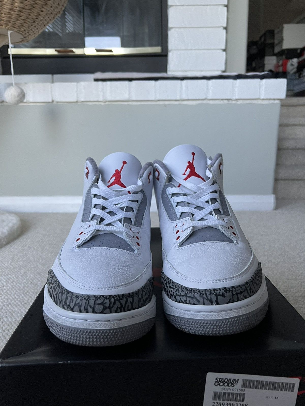 Nike Air Jordan 3 Retro OG Fire Red 2022 White Size US 15 / EU 48 - 5 Thumbnail