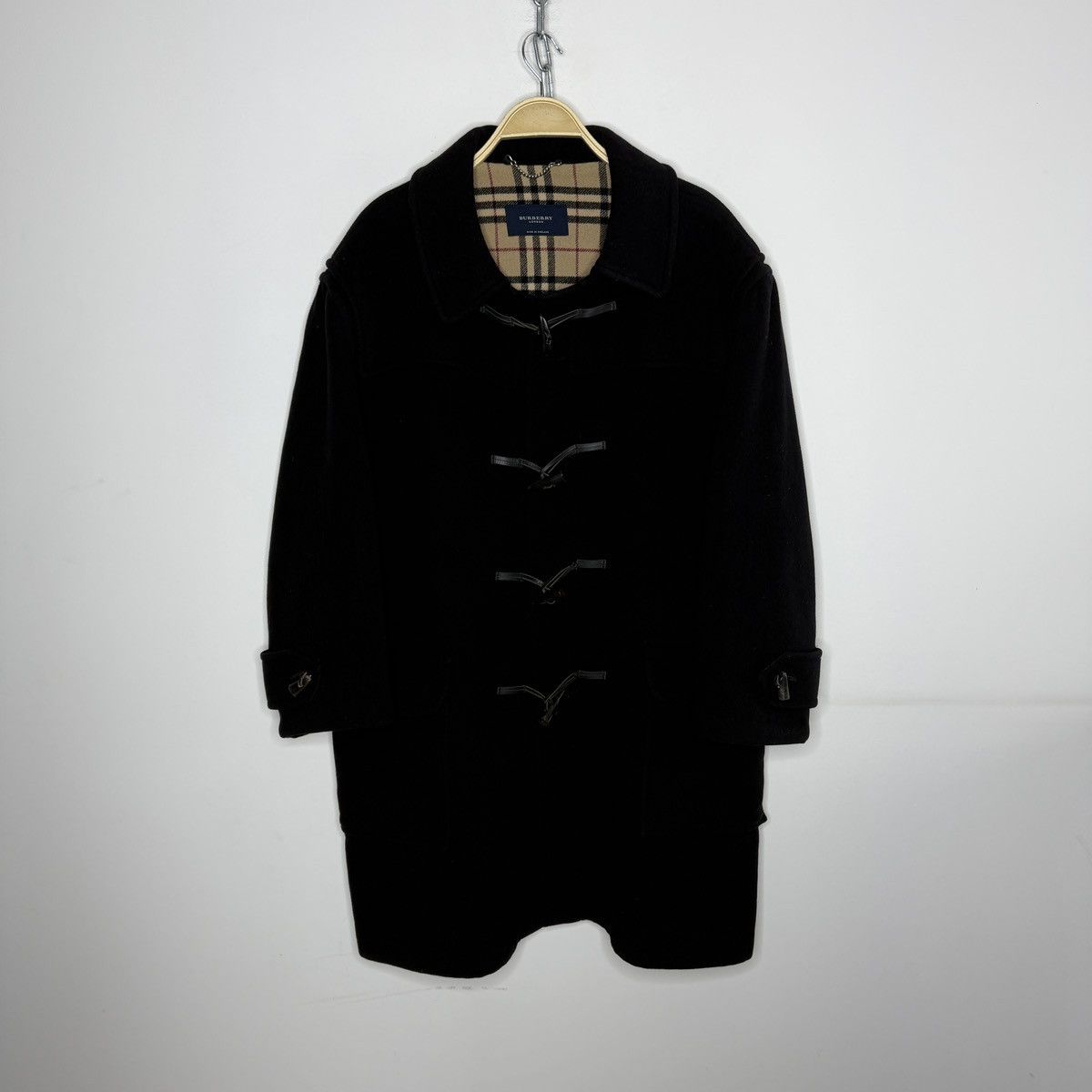 Burberry Burberry Duffle Black Wool Heavy Coat Nova Check Size US XL / EU 56 / 4 - 1 Thumbnail