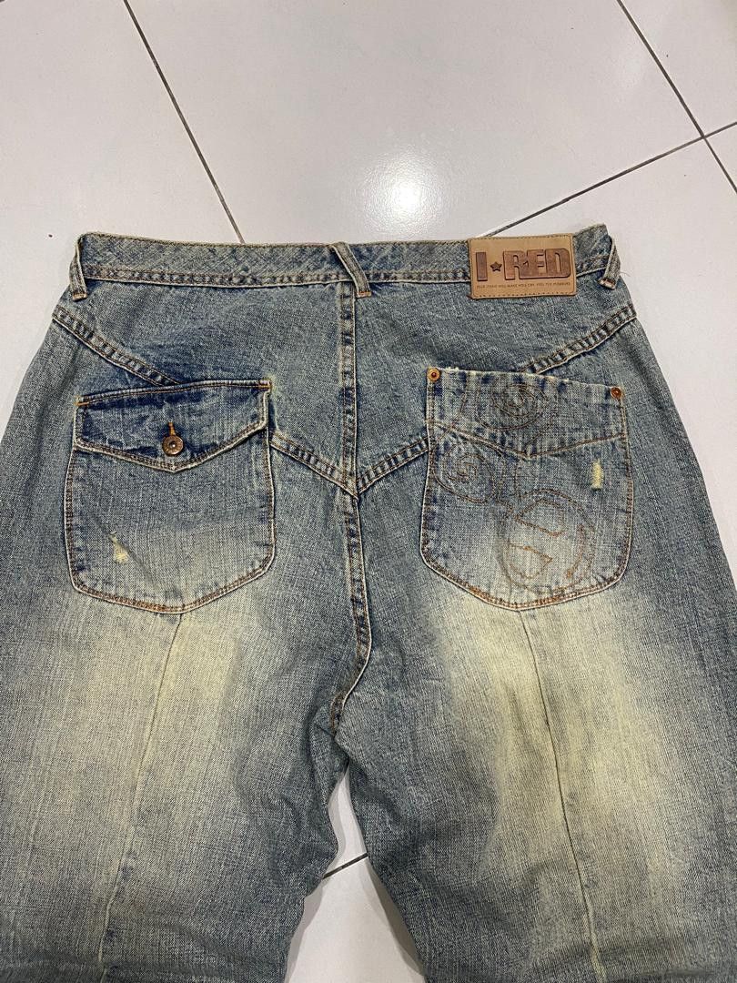 Indigo × Japanese Brand 🔥INDIGO RED DENIM DISTRESSED CARGO PANTS Size US 36 / EU 52 - 4 Thumbnail
