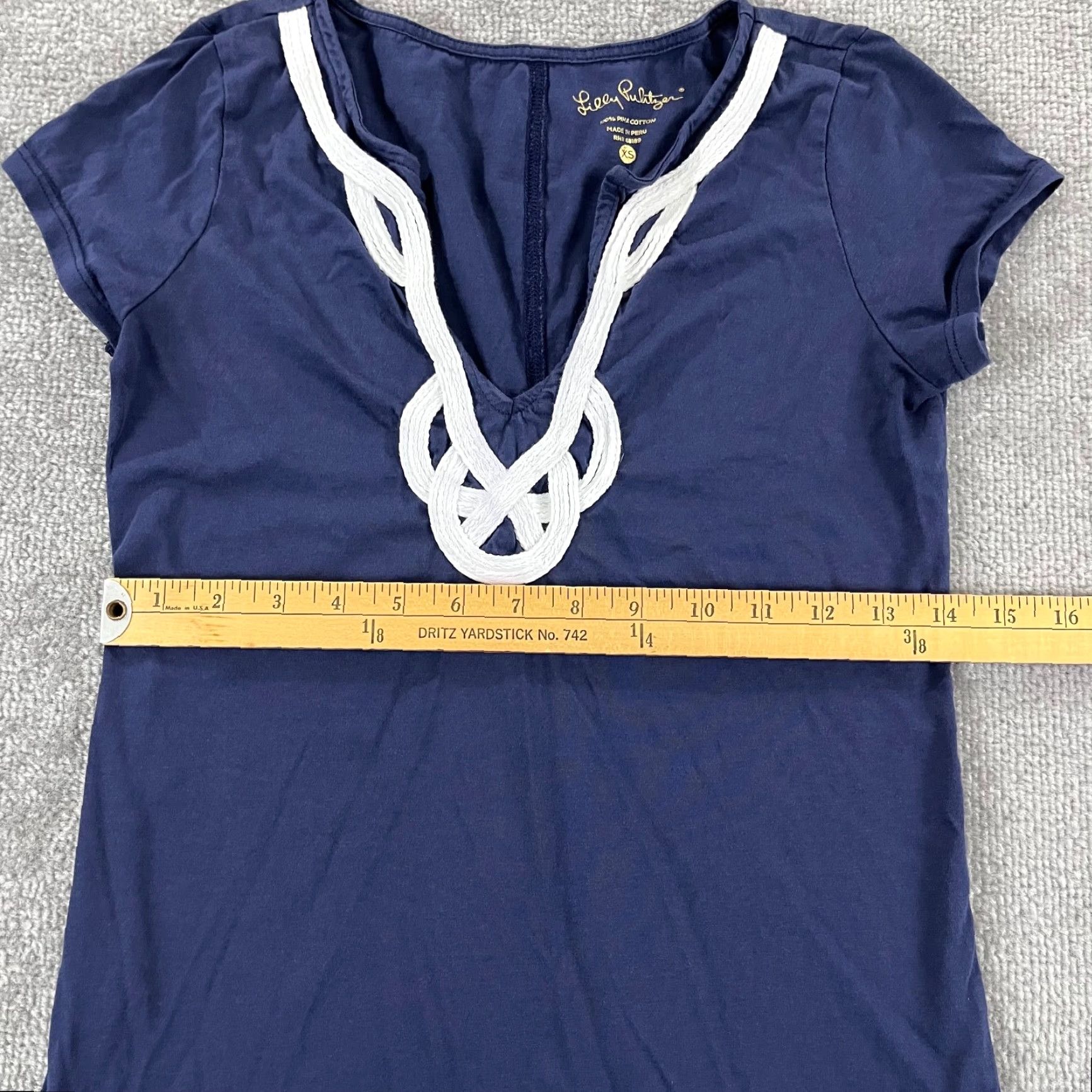 Lilly Pulitzer Lilly Pulitzer Dress Womens XS Brewster Navy Blue White Short Sleeve Mini 11529 Size 26" / US 2 / IT 38 - 5 Thumbnail