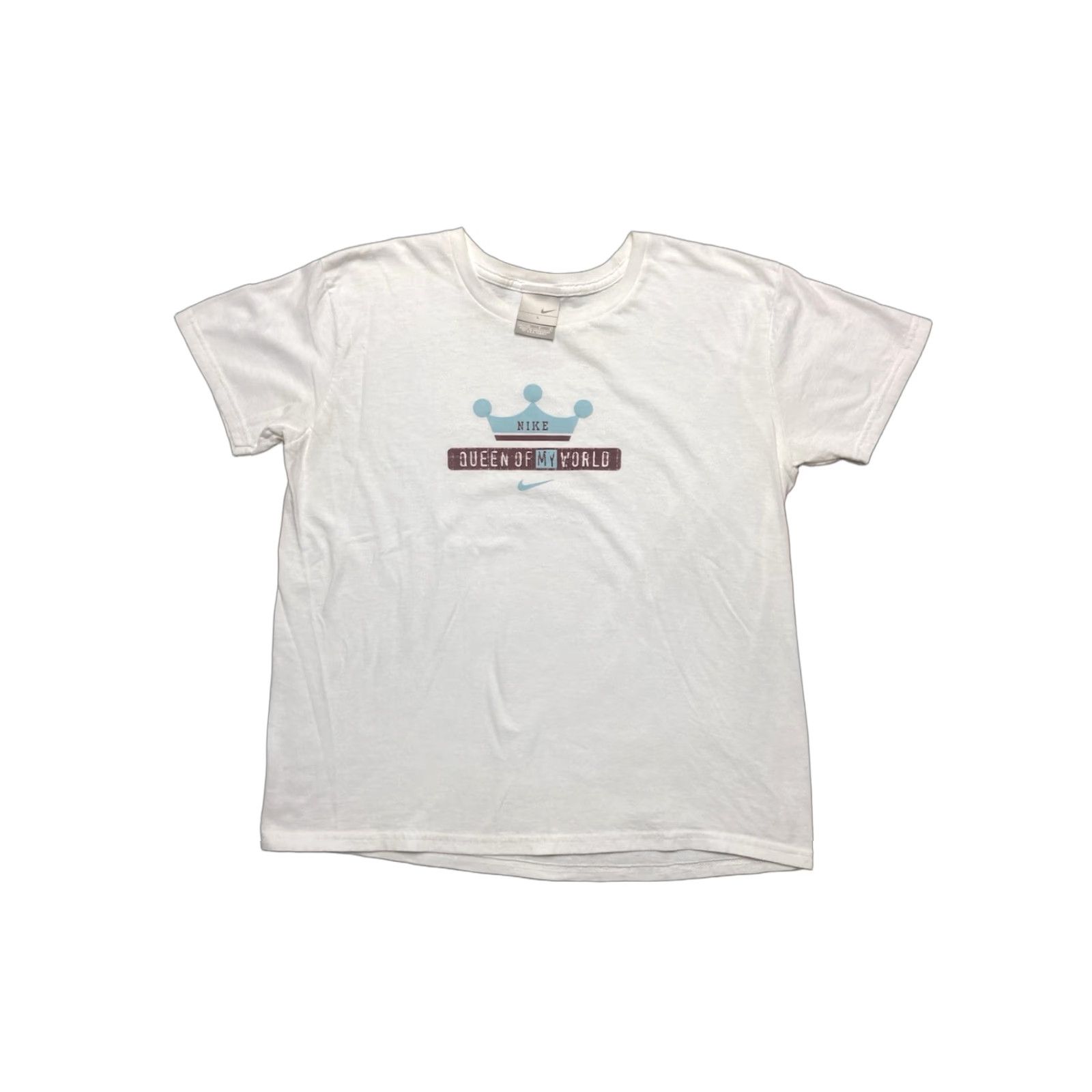 Nike VINTAGE Nike graphic t shirt queen of my world swoosh check femme Women’s Large Size L / US 10 / IT 46 - 1 Thumbnail