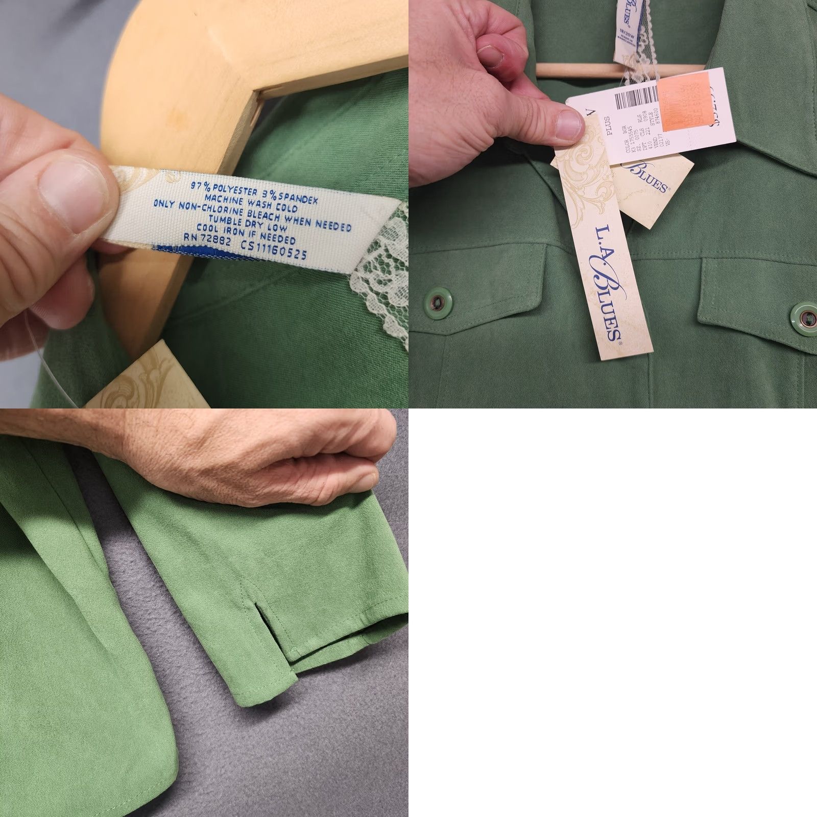 Vintage VINTAGE LA Blues Shirt Womens 18/20 Plus Green Faux Suede Heavyweight Button Up Long Sleeve Womens Size XXL / US 16-18 / IT 52-54 - 8 Thumbnail