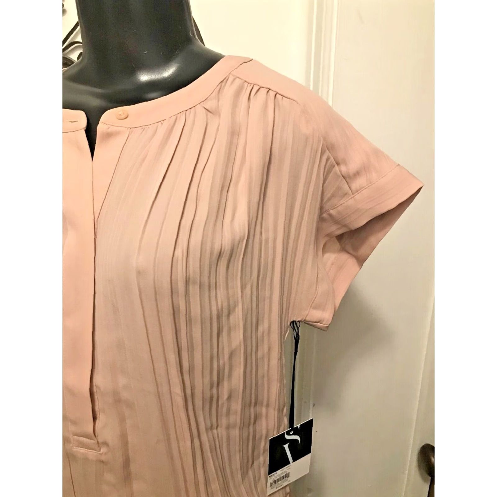 Vintage VINTAGE Simply Vera by Vera Wang Pleated Cap Sleeve 3/4 Button Front Mauve Women's Top XS NWT Size XS / US 0-2 / IT 36-38 - 3 Thumbnail