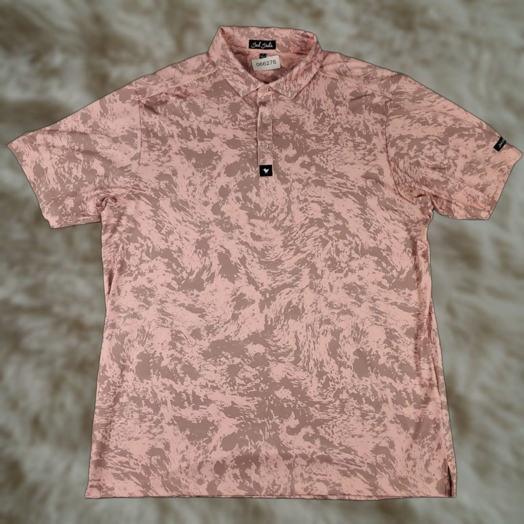 Bad Birdie Polo Shirt Mens XL Pink Camouflage Print Golf Short Sleeve Shirt