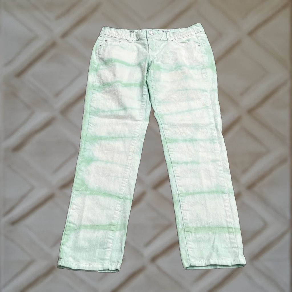 Mossimo Mossimo Supply Co. Tie-Dye Skinny Denim Jeans Womens 11 Green Mid Rise 32x26 Size 32" / US 10 / IT 46 - 1 Thumbnail
